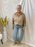 Taupe Striped Long Sleeve Top-Long Sleeve Tops-promesa-The Silo Boutique, Women's Fashion Boutique Located in Warren and Grand Forks North Dakota