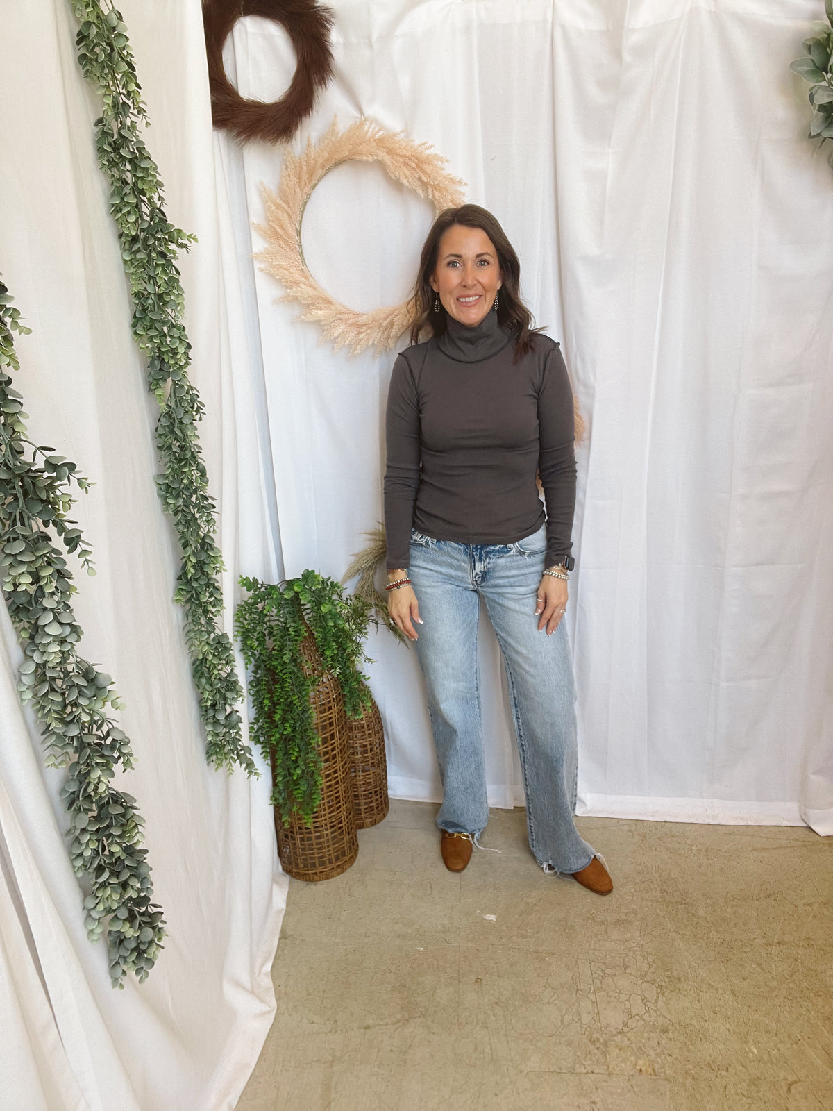 Lexie Seam Turtleneck-Charcoal-Long Sleeve Tops-hyfve-The Silo Boutique, Women's Fashion Boutique Located in Warren and Grand Forks North Dakota