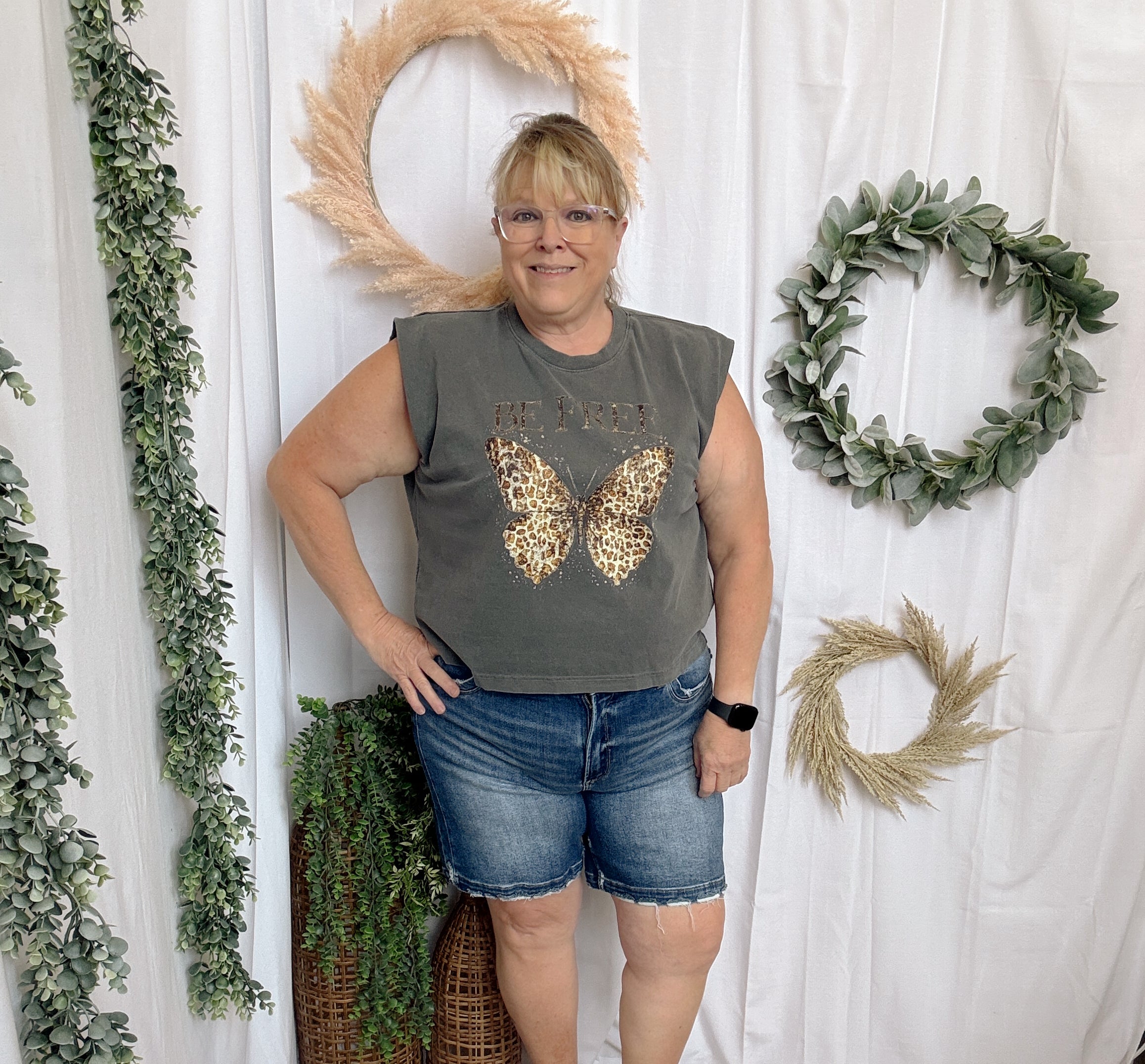 Be Free Butterfly Tee-Tank Tops-blakeley-The Silo Boutique, Women's Fashion Boutique Located in Warren and Grand Forks North Dakota