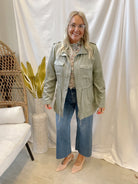 Utility Cinched Waist Jacket-Sage-Coats & Jackets-be cool-The Silo Boutique, Women's Fashion Boutique Located in Warren and Grand Forks North Dakota