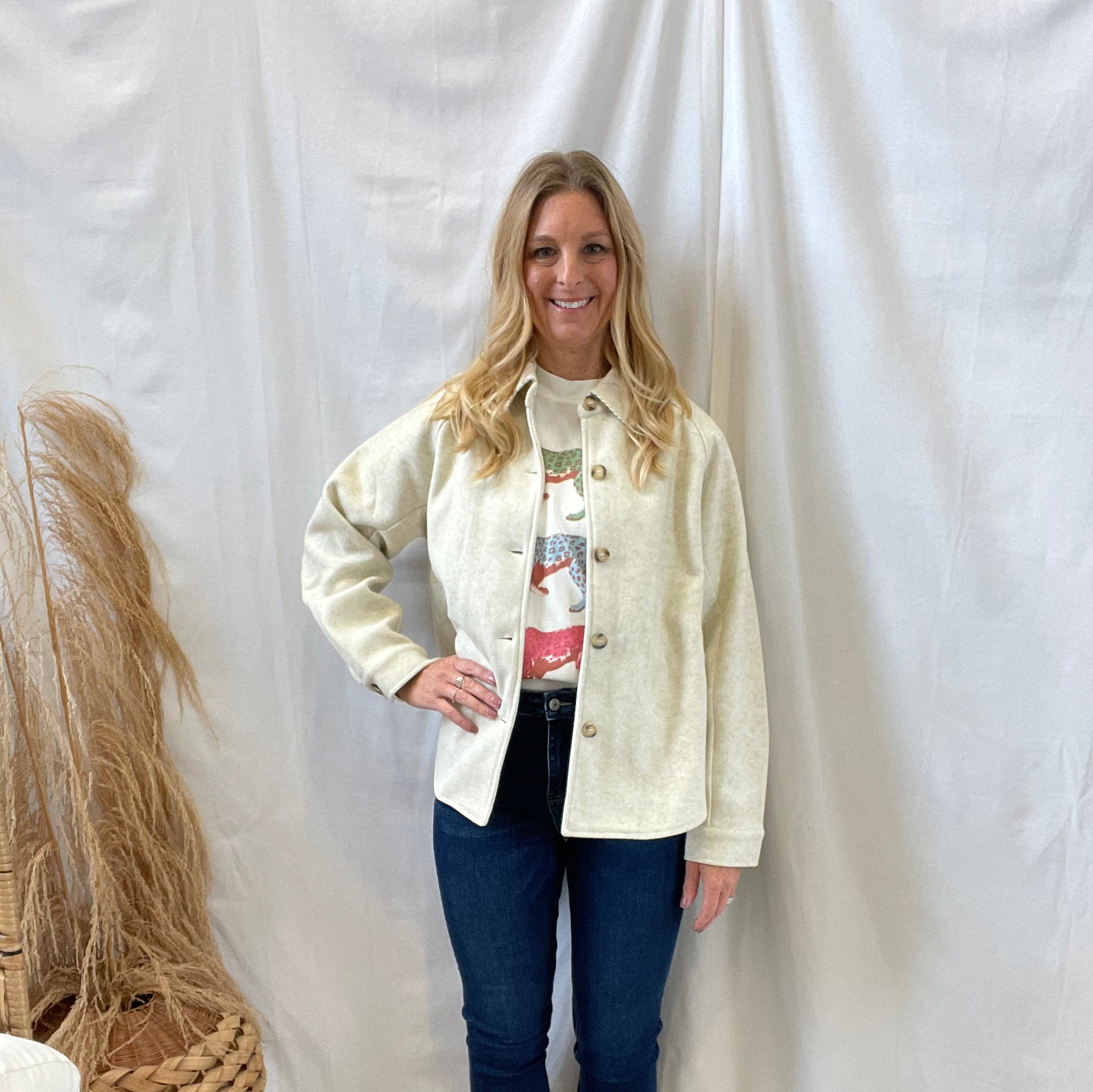 Ivory Button Down Shacket-Shackets-mystree-The Silo Boutique, Women's Fashion Boutique Located in Warren and Grand Forks North Dakota