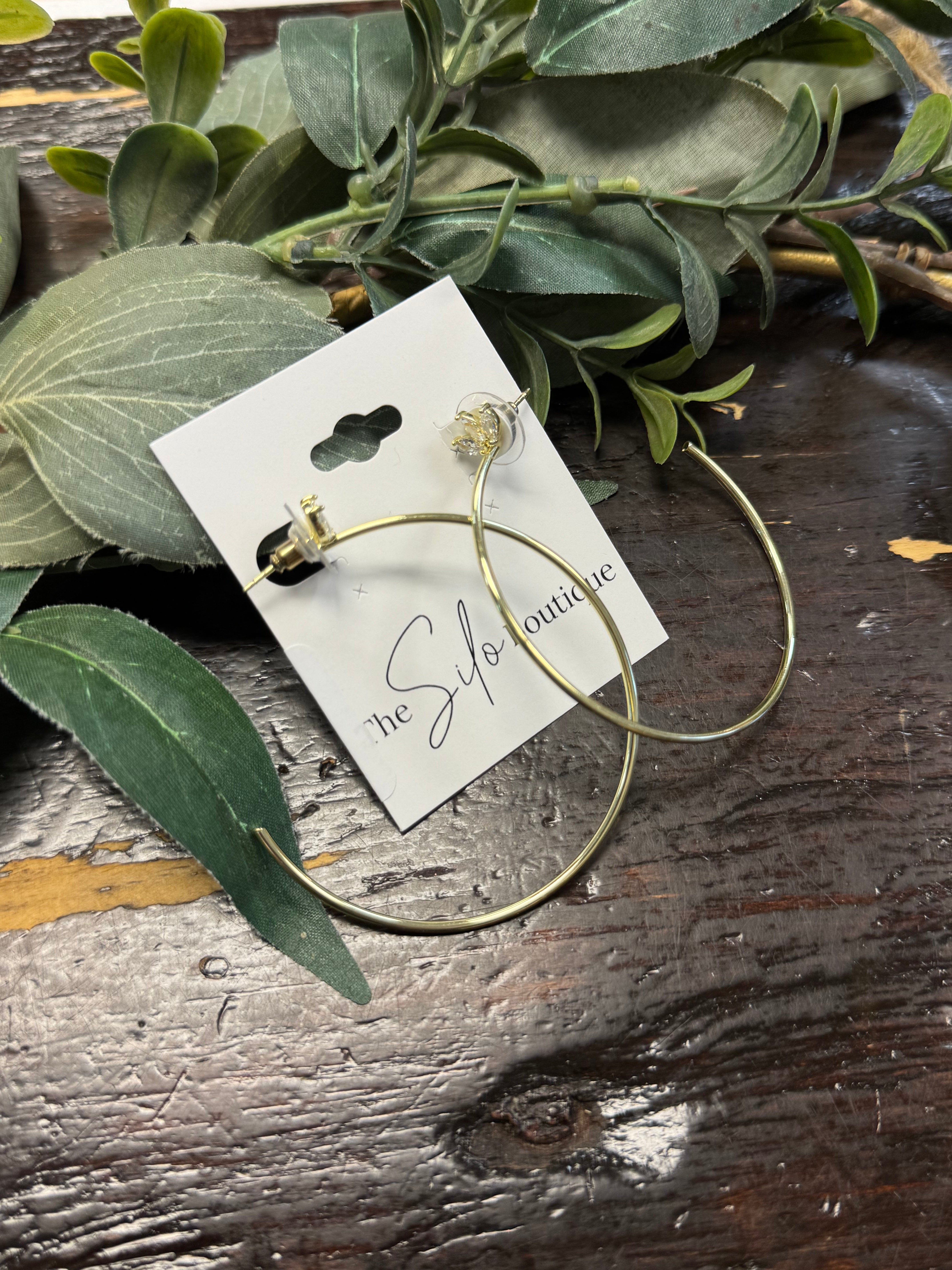 Joy Gold Hoop Earrings-Earrings-joy susan-The Silo Boutique, Women's Fashion Boutique Located in Warren and Grand Forks North Dakota
