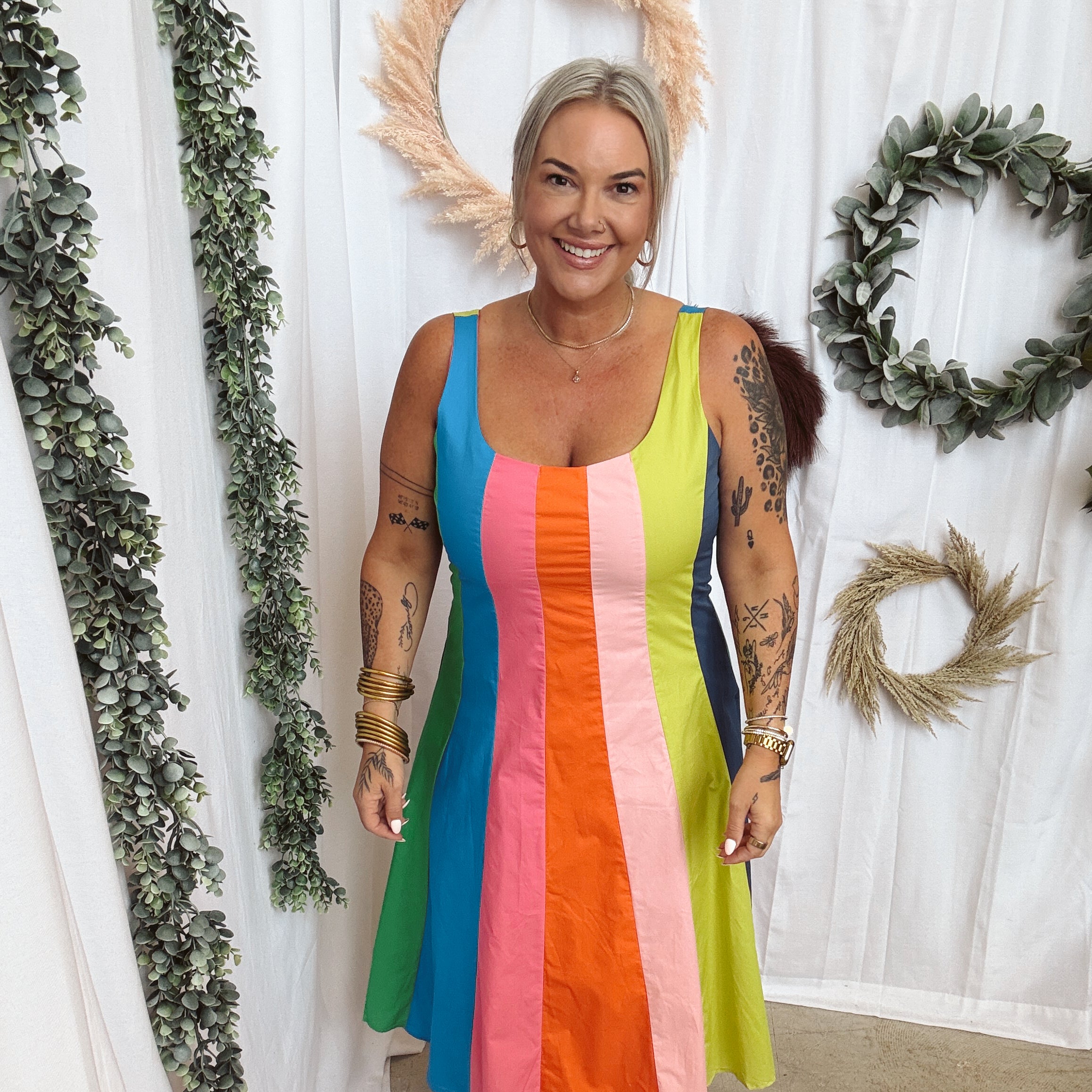 Pinch Rainbow Dress-Dresses-pinch-The Silo Boutique, Women's Fashion Boutique Located in Warren and Grand Forks North Dakota