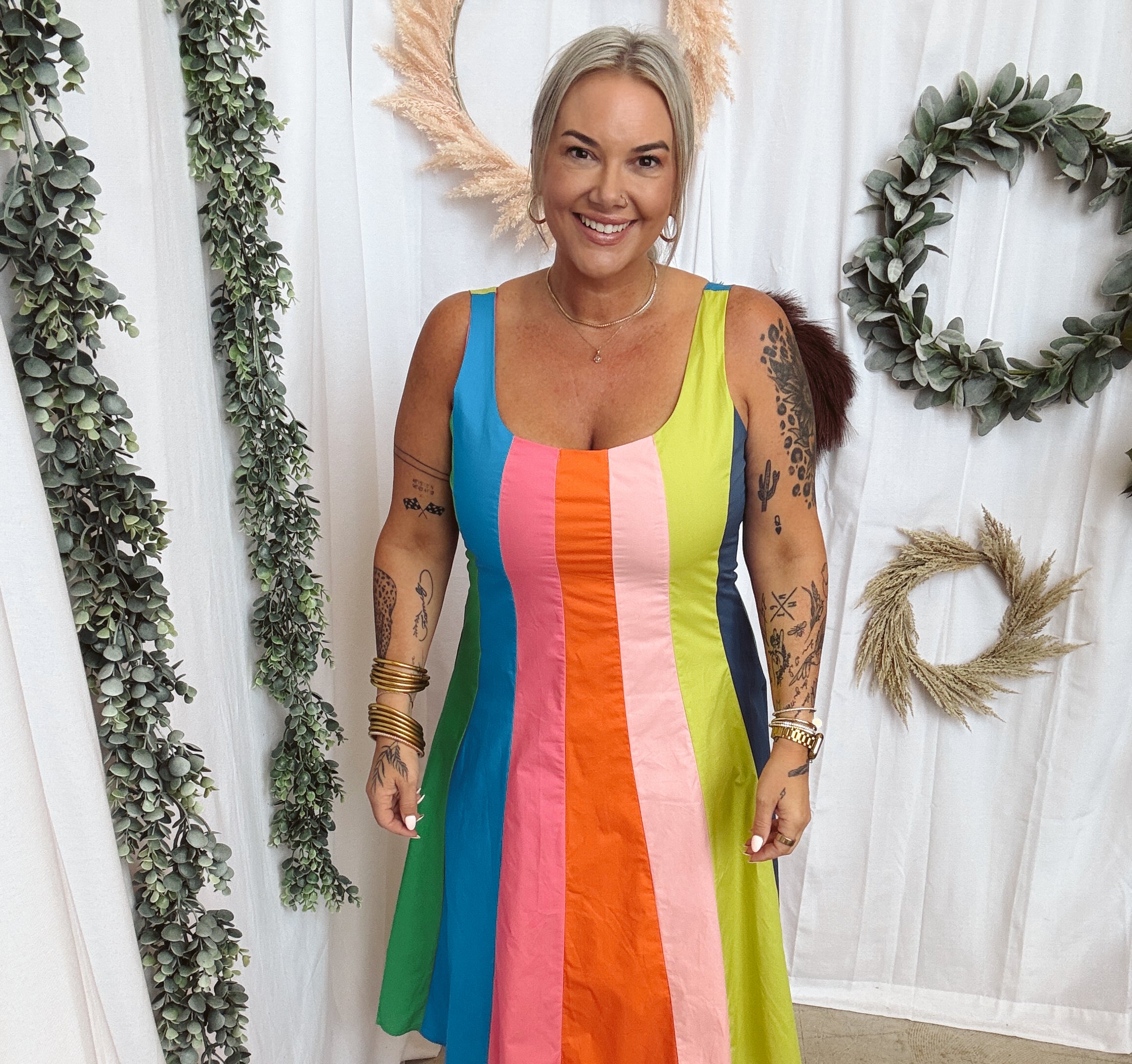 Pinch Rainbow Dress-Dresses-pinch-The Silo Boutique, Women's Fashion Boutique Located in Warren and Grand Forks North Dakota