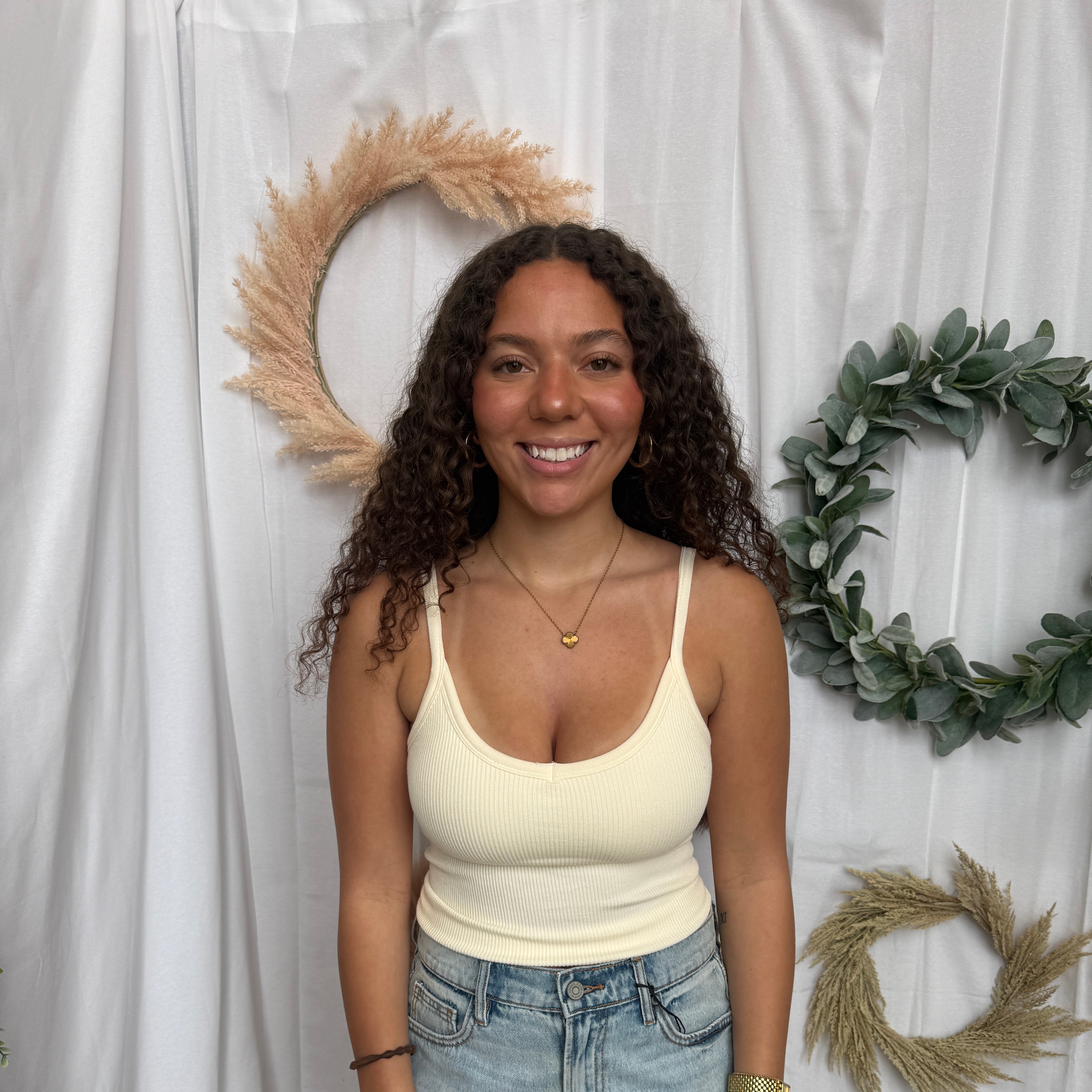 Ribbed V Neck Cami Bra-Cream-Bralettes-by together-The Silo Boutique, Women's Fashion Boutique Located in Warren and Grand Forks North Dakota