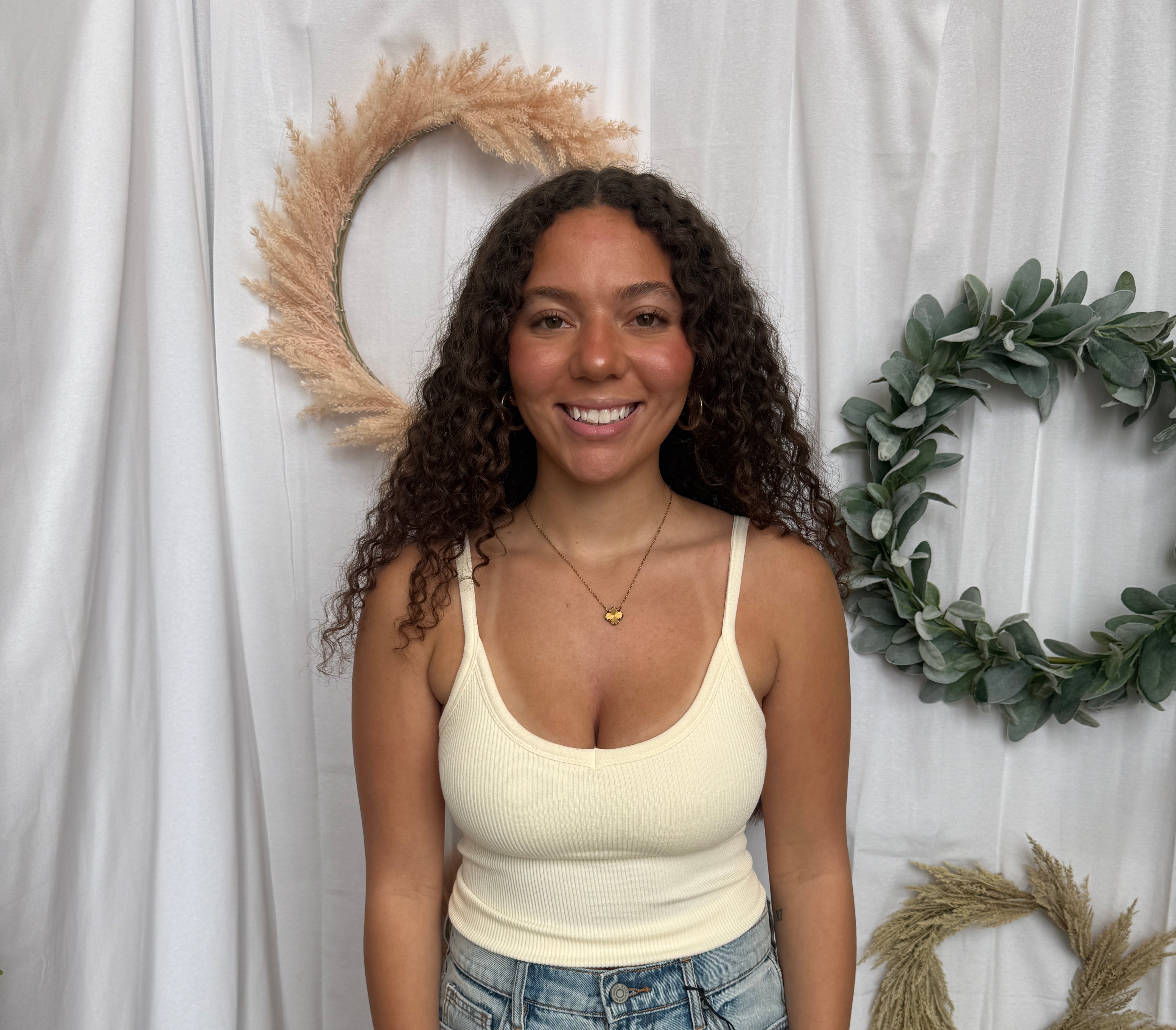 Ribbed V Neck Cami Bra-Cream-Bralettes-by together-The Silo Boutique, Women's Fashion Boutique Located in Warren and Grand Forks North Dakota