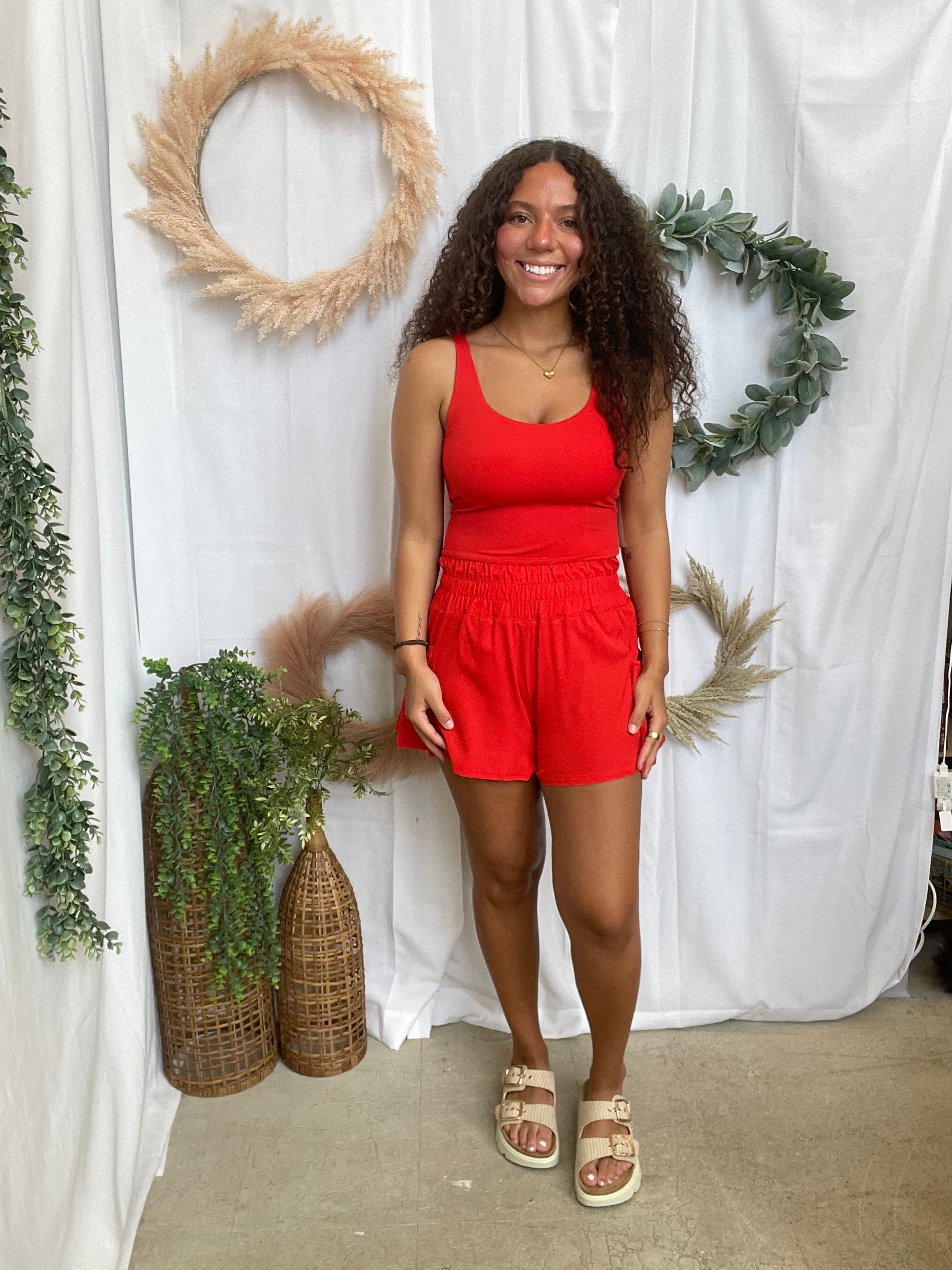 Flounce and Flow Romper-Red-Jumpsuits & Rompers-mono b-The Silo Boutique, Women's Fashion Boutique Located in Warren and Grand Forks North Dakota