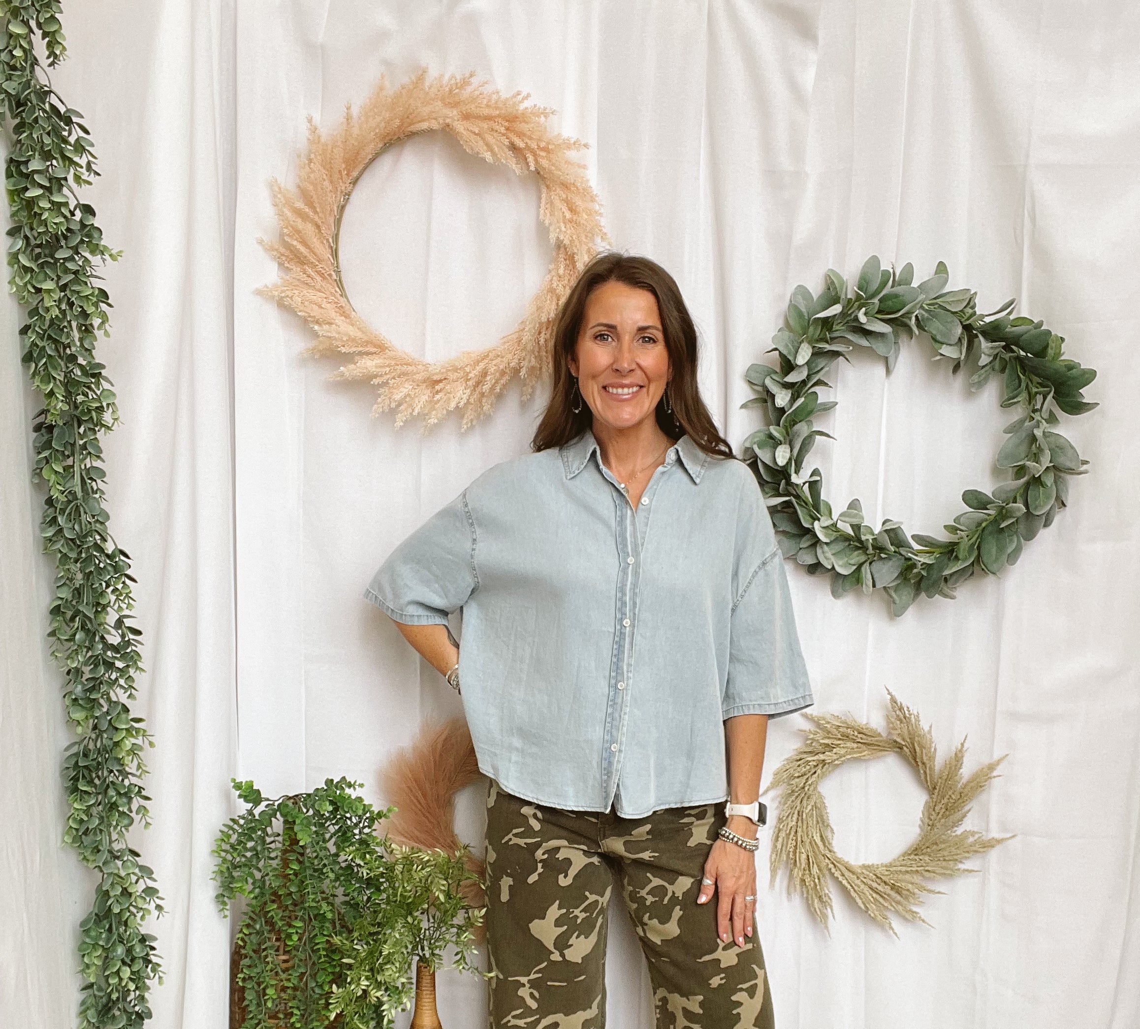 Must Have Denim Button Up Top-Short Sleeve Tops-eesome-The Silo Boutique, Women's Fashion Boutique Located in Warren and Grand Forks North Dakota