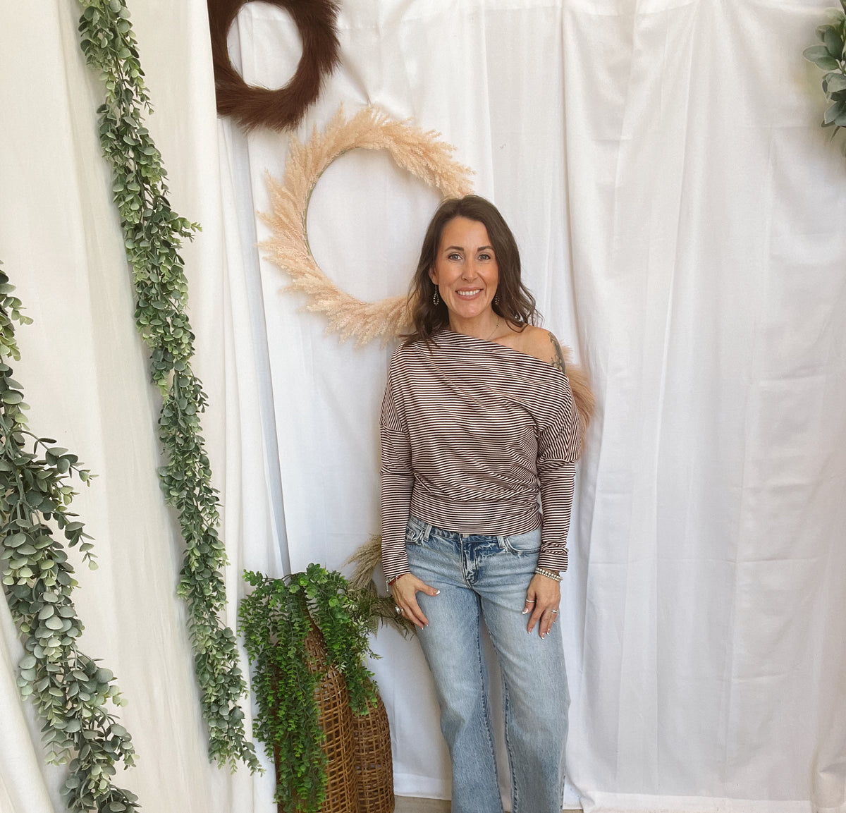 Dottie Striped Knit Top-Burgundy-Long Sleeve Tops-dottie-The Silo Boutique, Women's Fashion Boutique Located in Warren and Grand Forks North Dakota