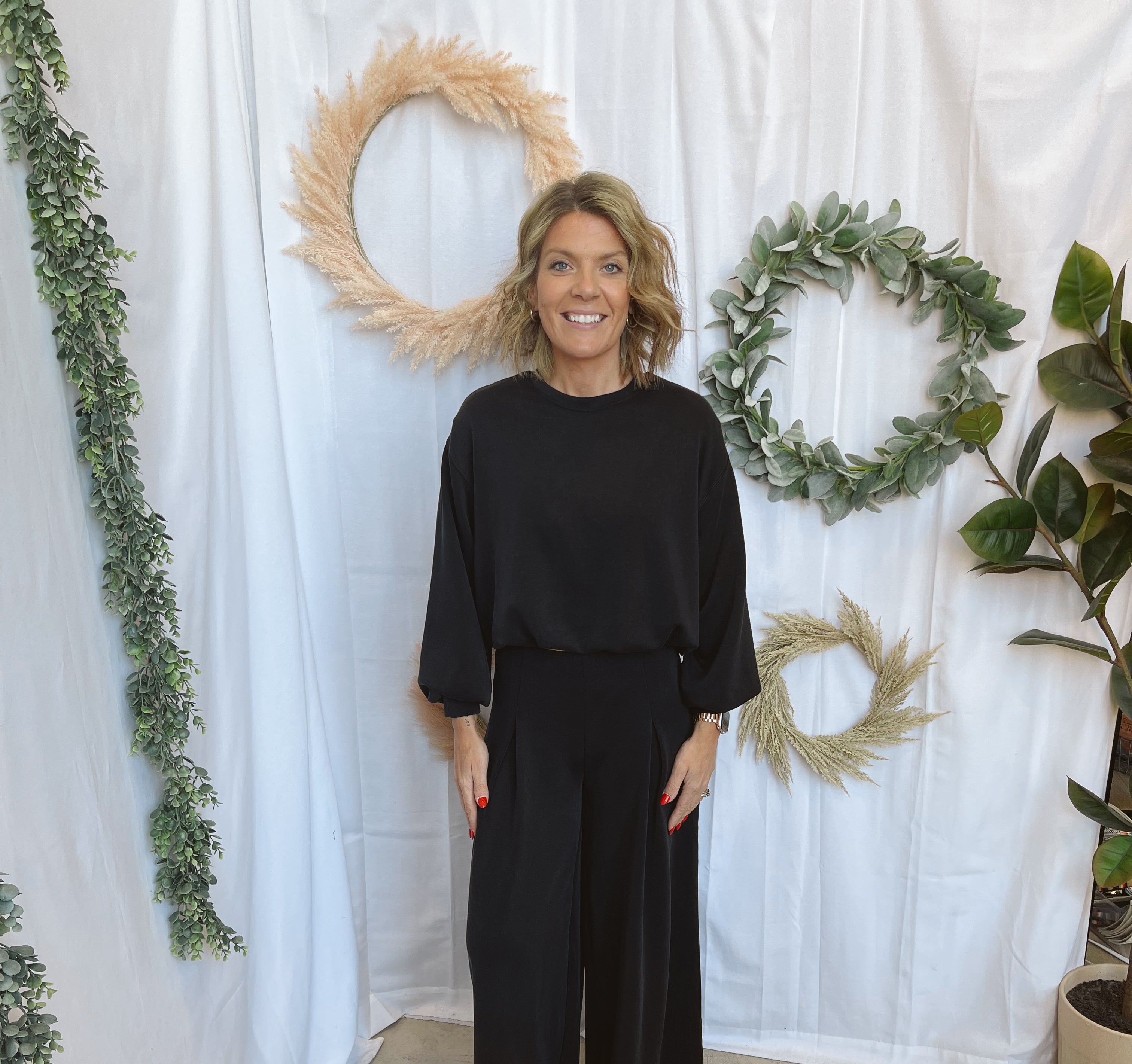 Modal Crop Crewneck Sweatshirt-Black-Sweatshirts-curds-The Silo Boutique, Women's Fashion Boutique Located in Warren and Grand Forks North Dakota