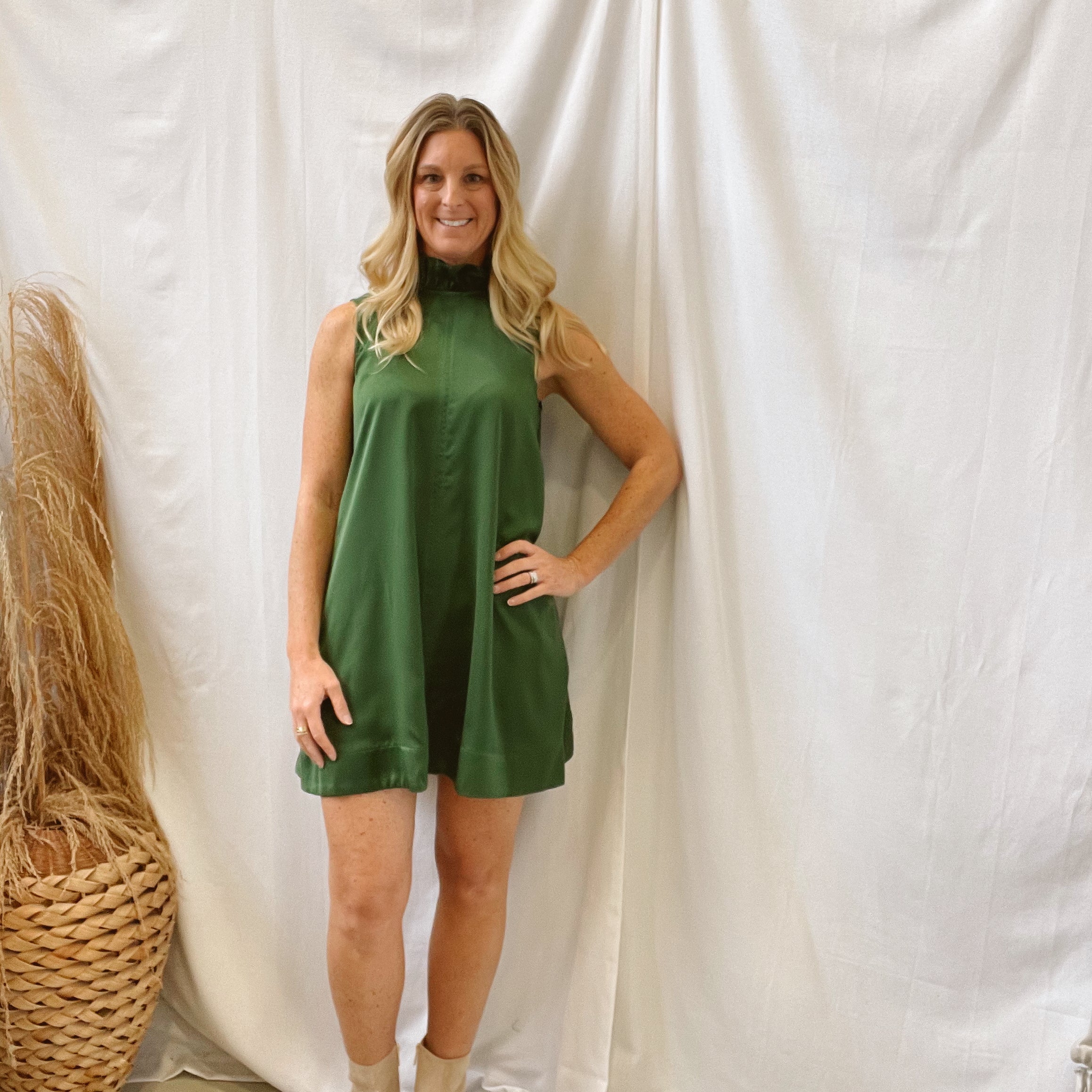 Apple Green Halter Dress-Dresses-pinch-The Silo Boutique, Women's Fashion Boutique Located in Warren and Grand Forks North Dakota