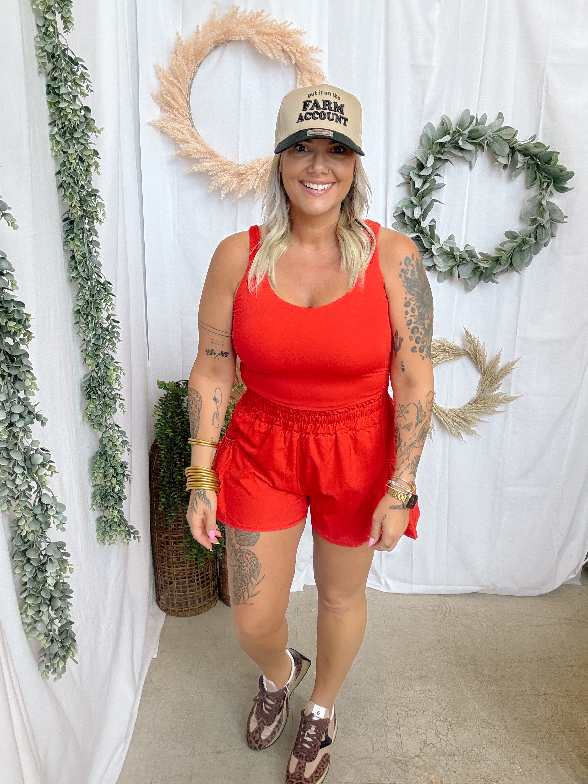 Flounce and Flow Romper-Red-Jumpsuits & Rompers-mono b-The Silo Boutique, Women's Fashion Boutique Located in Warren and Grand Forks North Dakota
