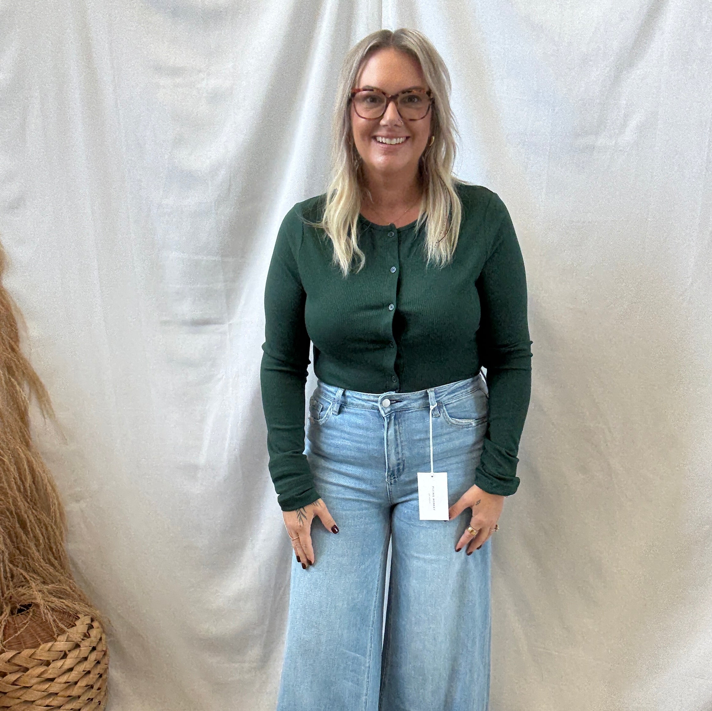 Button Up Ribbed Top-Green-Long Sleeve Tops-hyfve-The Silo Boutique, Women's Fashion Boutique Located in Warren and Grand Forks North Dakota