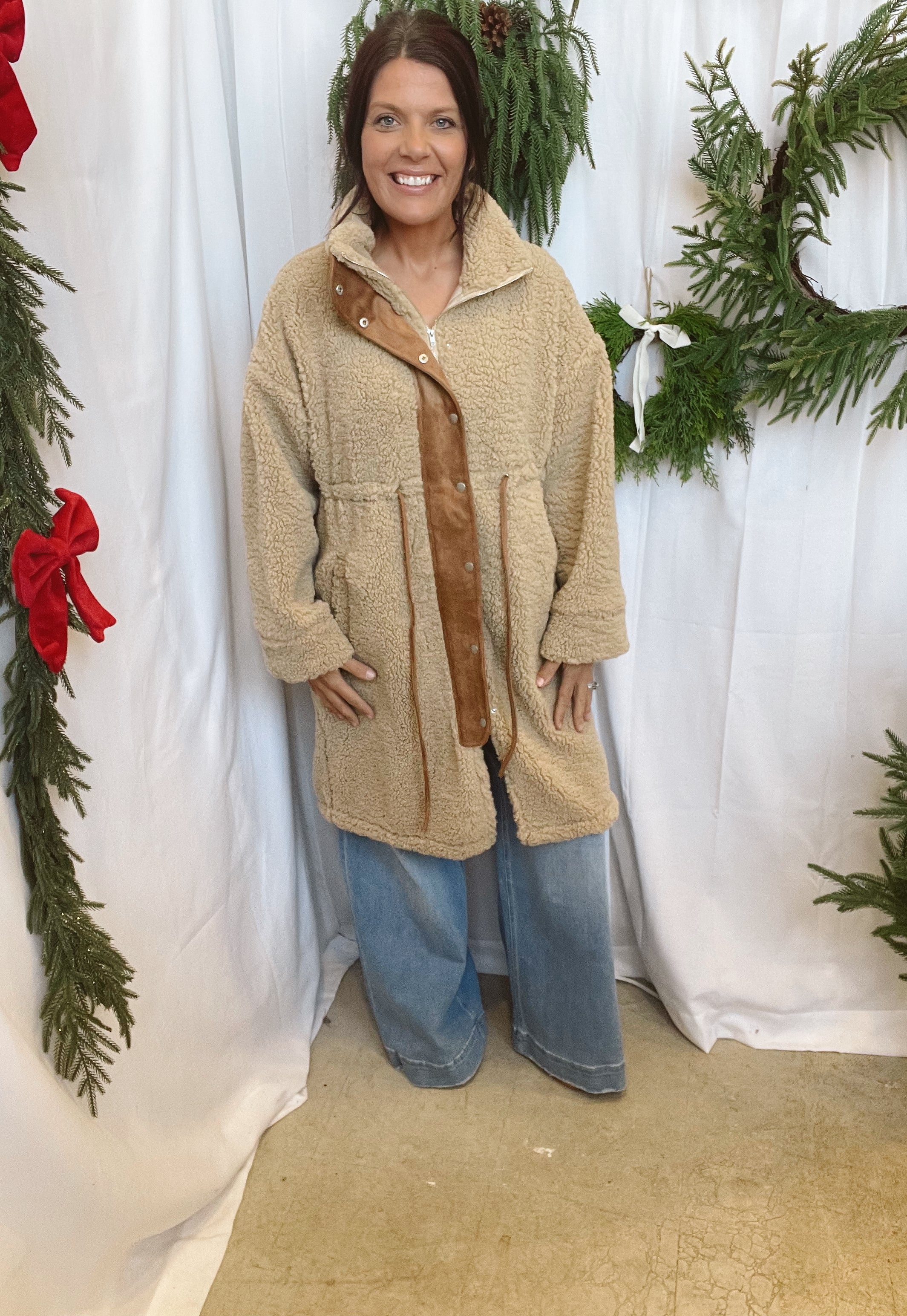 Promesa Shearling Zip-Up Coat-Coats & Jackets-promesa-The Silo Boutique, Women's Fashion Boutique Located in Warren and Grand Forks North Dakota