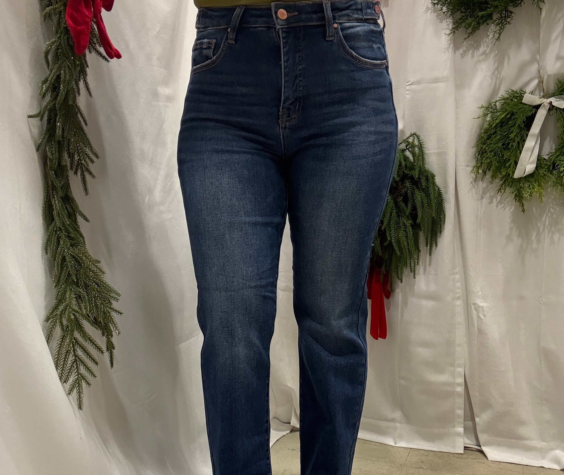 Risen Medium Dark Straight Jeans-Jeans-risen-The Silo Boutique, Women's Fashion Boutique Located in Warren and Grand Forks North Dakota