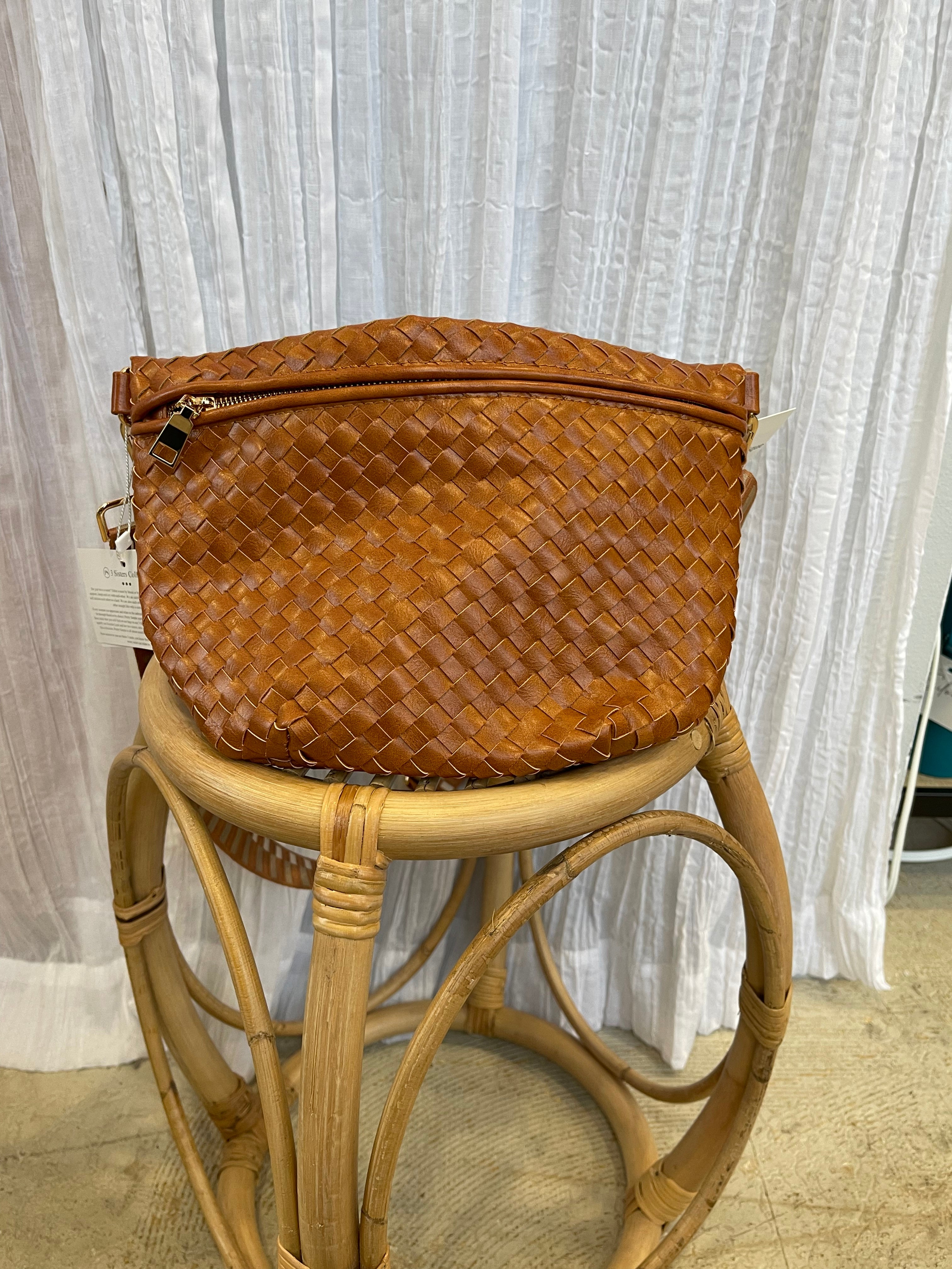 Pretty Simple Westlyn Woven Bum Bag-Brown-pretty simple-The Silo Boutique, Women's Fashion Boutique Located in Warren and Grand Forks North Dakota