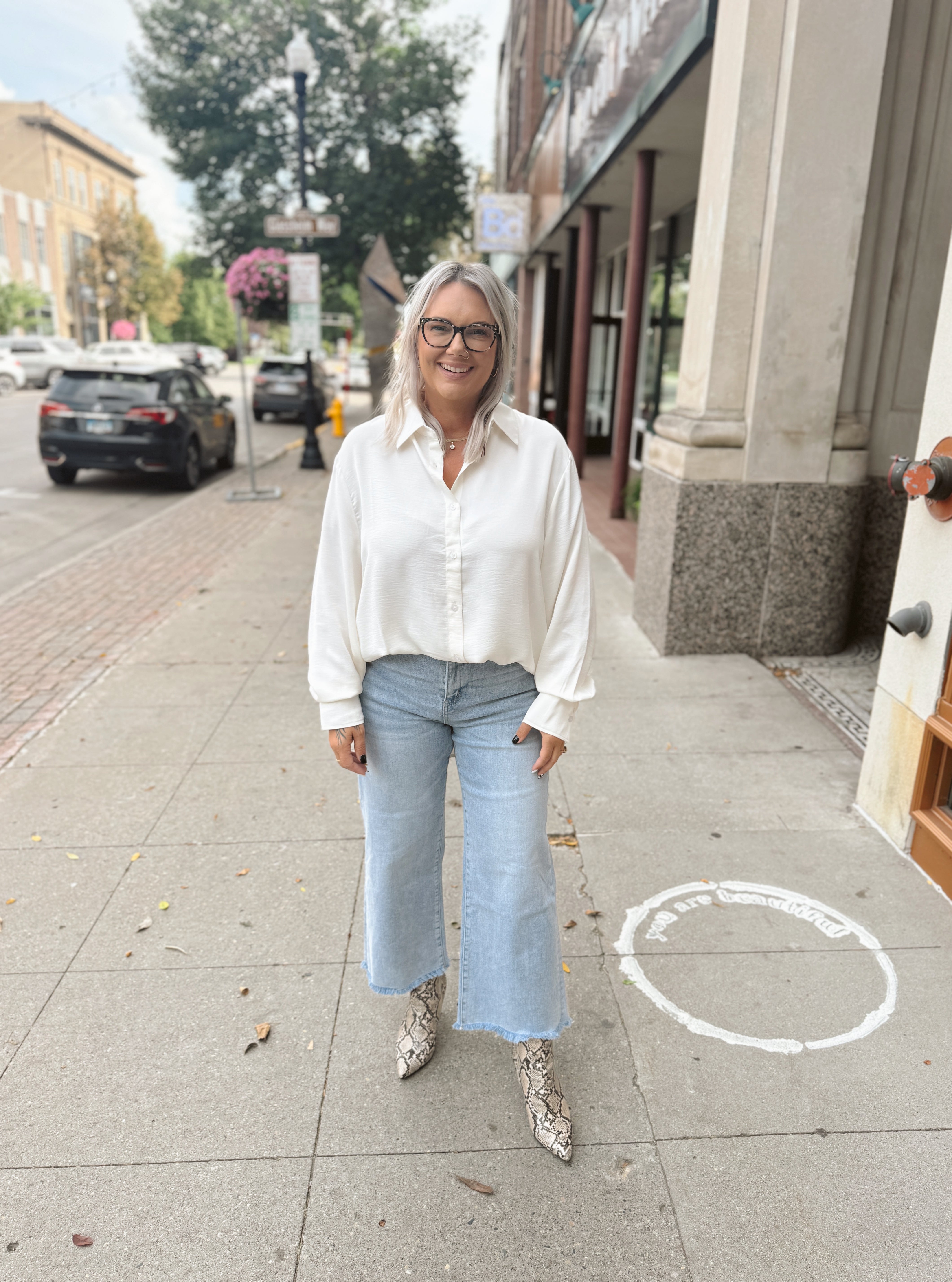 Classic Button Down Shirt-White-Long Sleeve Tops-hyfve-The Silo Boutique, Women's Fashion Boutique Located in Warren and Grand Forks North Dakota