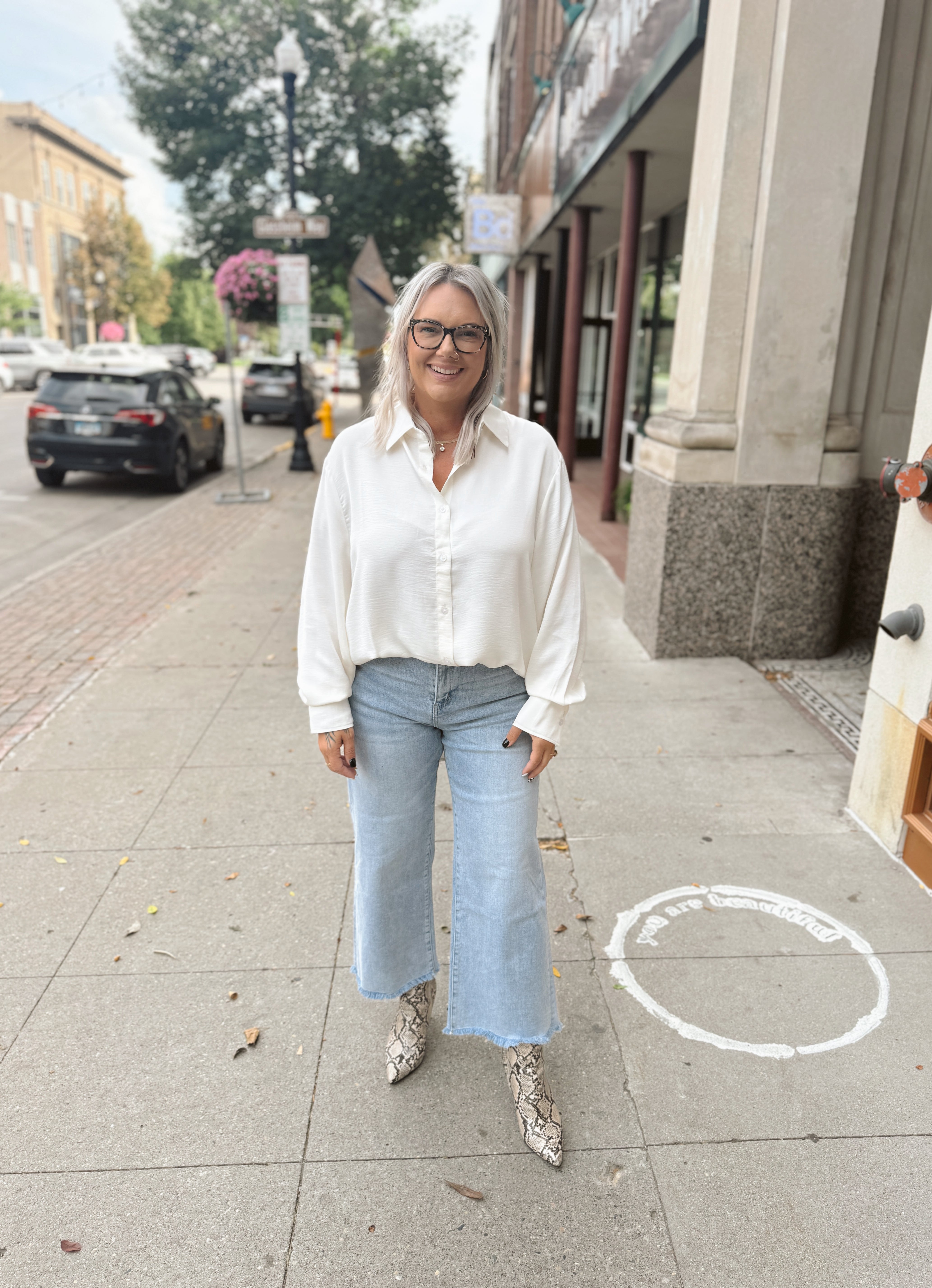 Classic Button Down Shirt-White-Long Sleeve Tops-hyfve-The Silo Boutique, Women's Fashion Boutique Located in Warren and Grand Forks North Dakota