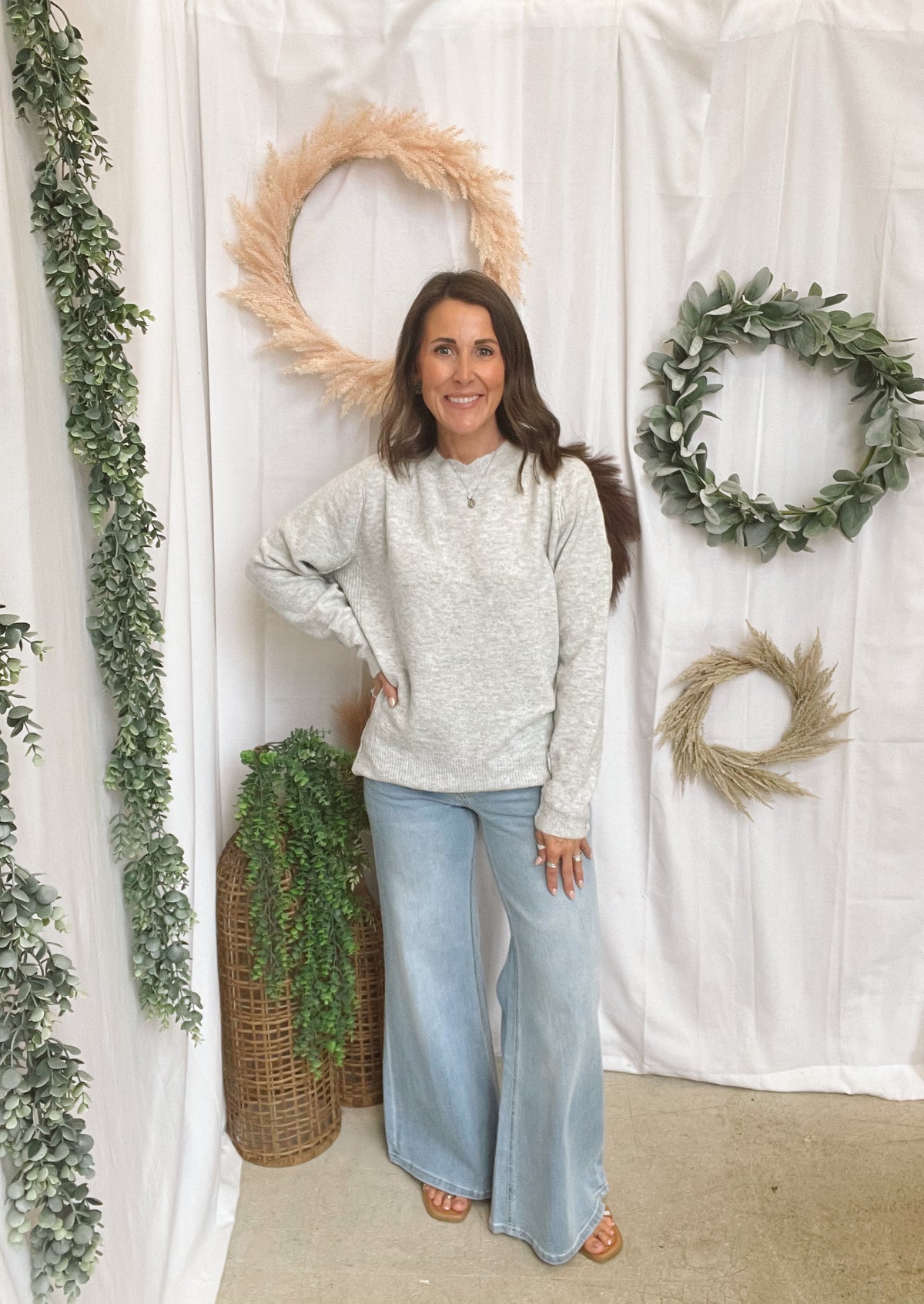 Morgan High Low Hem Sweater-Grey-Cardigans-staccato-The Silo Boutique, Women's Fashion Boutique Located in Warren and Grand Forks North Dakota