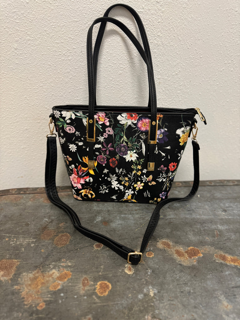 Mini Black Floral Purse-Purses-princess purse-The Silo Boutique, Women's Fashion Boutique Located in Warren and Grand Forks North Dakota