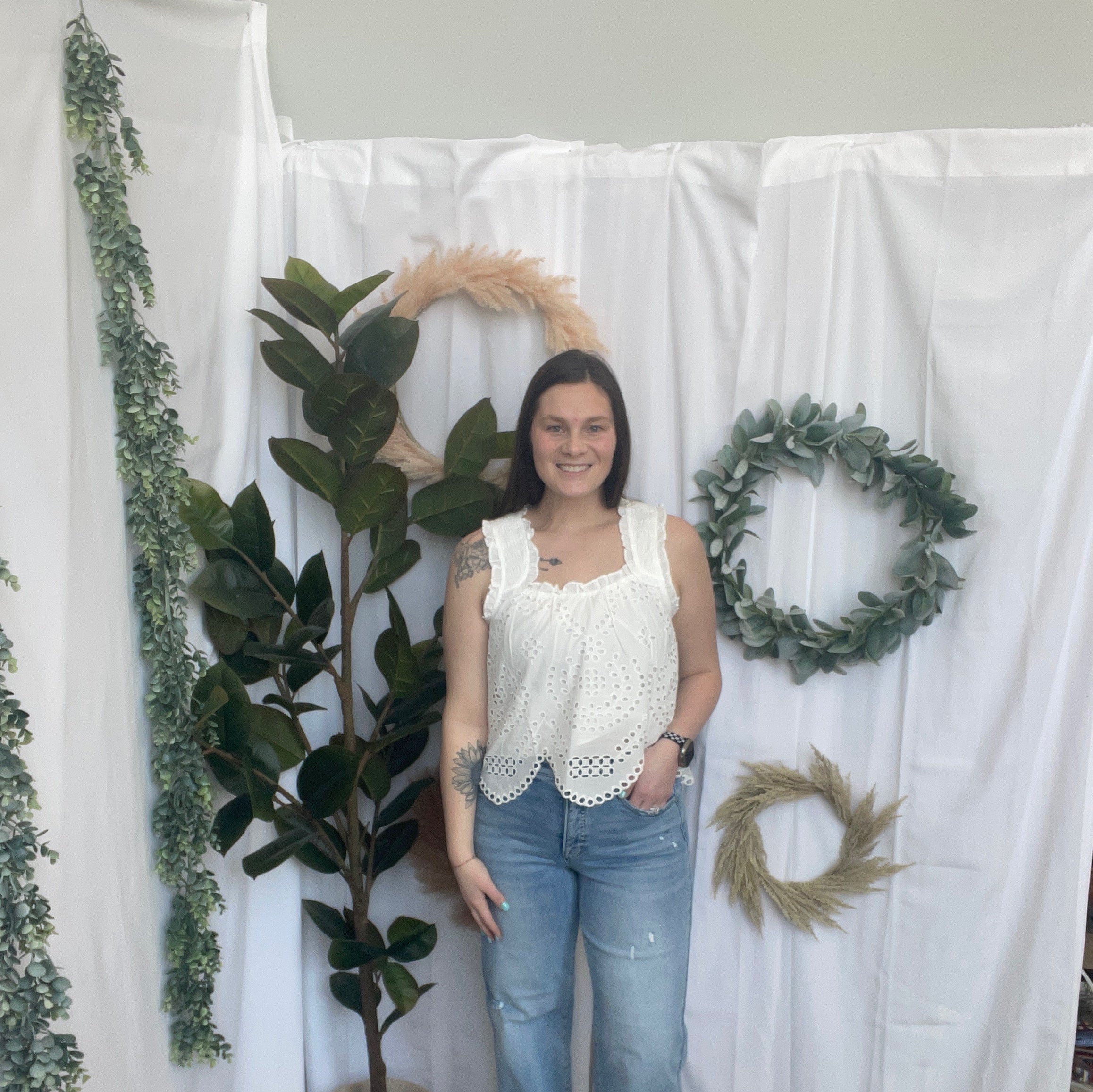 Skies Scalloped Eyelet Tank Top-Tank Tops-skies are blue-The Silo Boutique, Women's Fashion Boutique Located in Warren and Grand Forks North Dakota