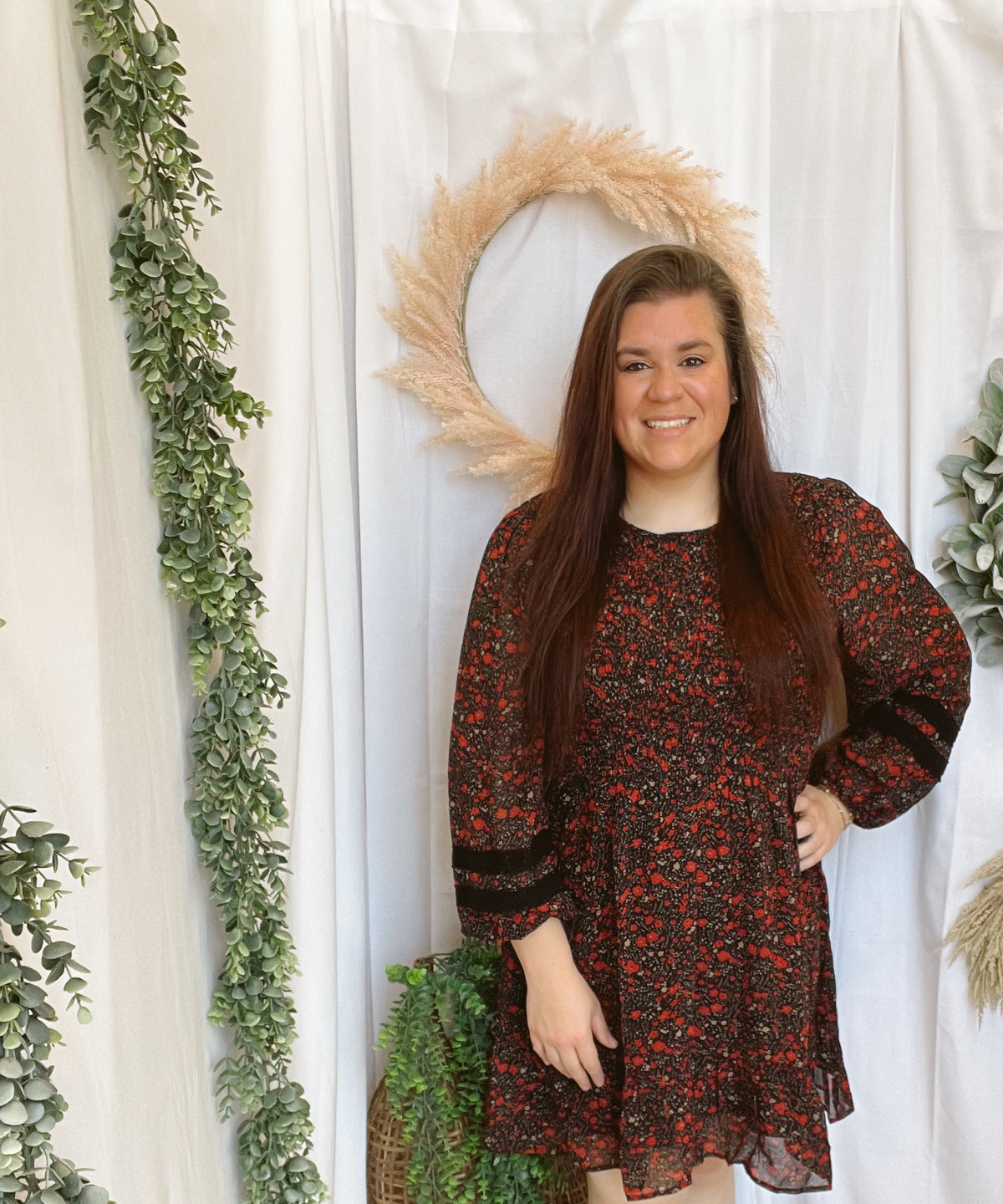 Red Floral Dress-Dresses-very j-The Silo Boutique, Women's Fashion Boutique Located in Warren and Grand Forks North Dakota