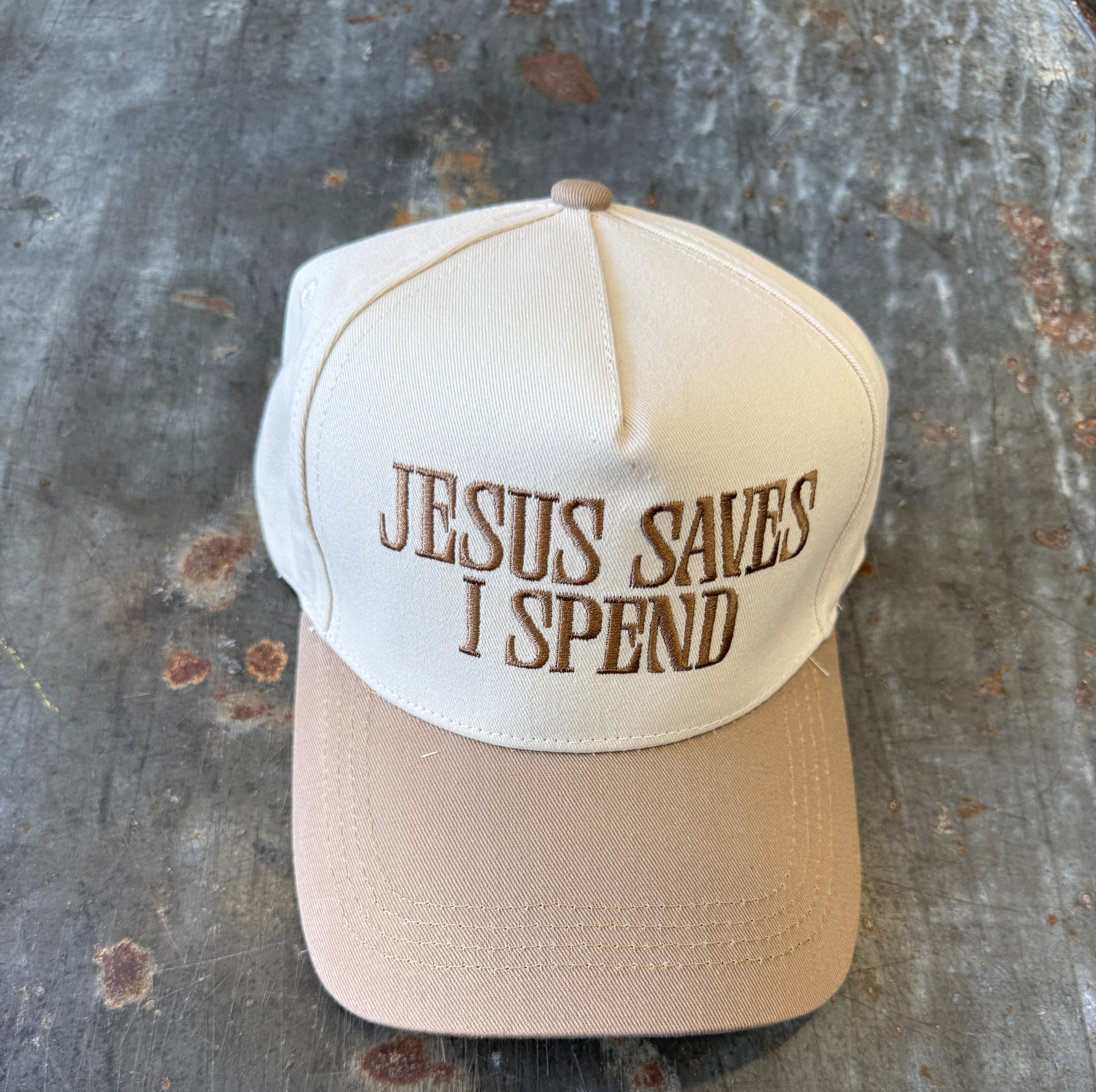 Jesus Saves I Spend Hat-Hats-Zenana-The Silo Boutique, Women's Fashion Boutique Located in Warren and Grand Forks North Dakota