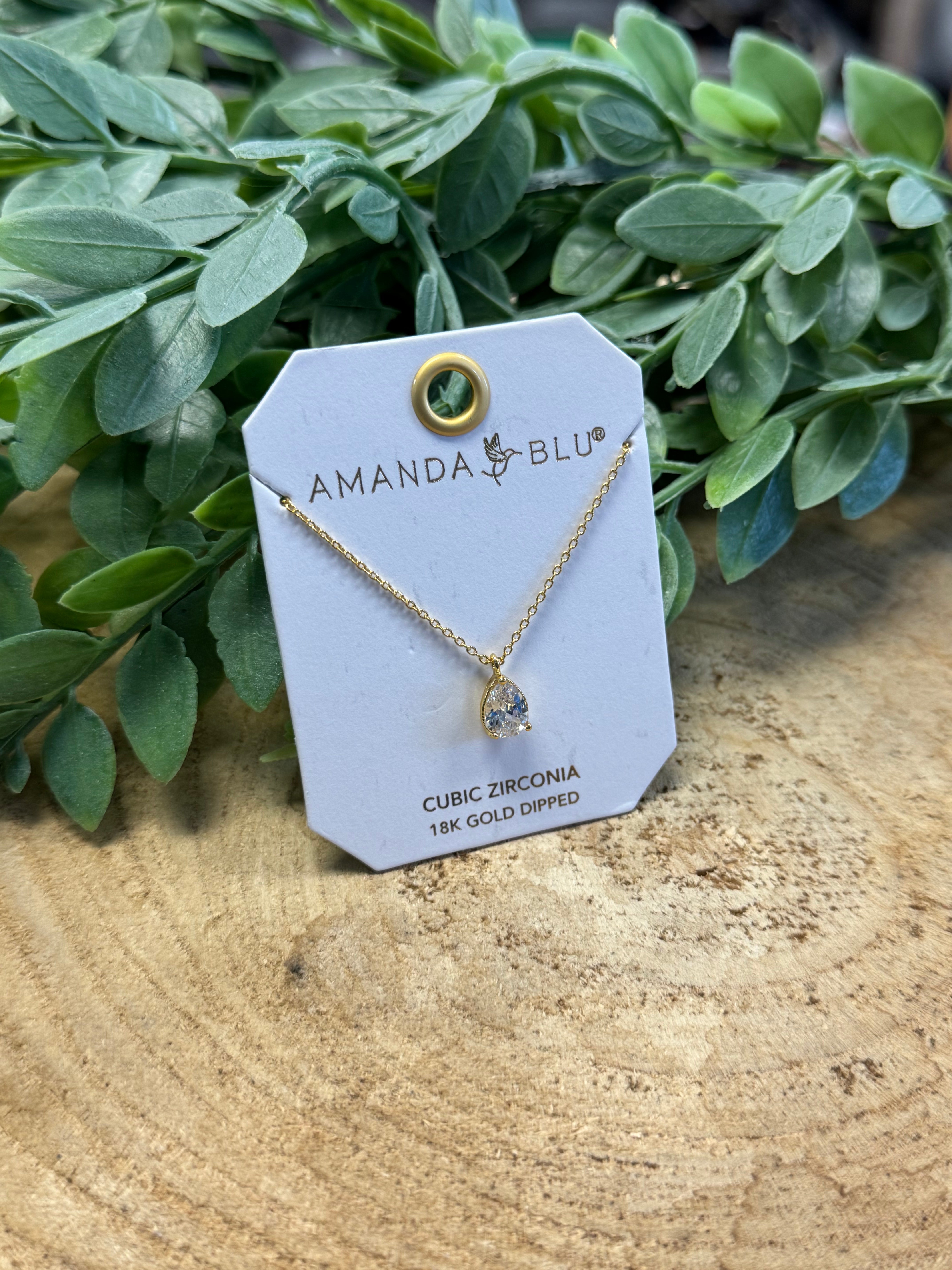 CZ Shaped Solitaire Necklace-Amanda Blu-The Silo Boutique, Women's Fashion Boutique Located in Warren and Grand Forks North Dakota