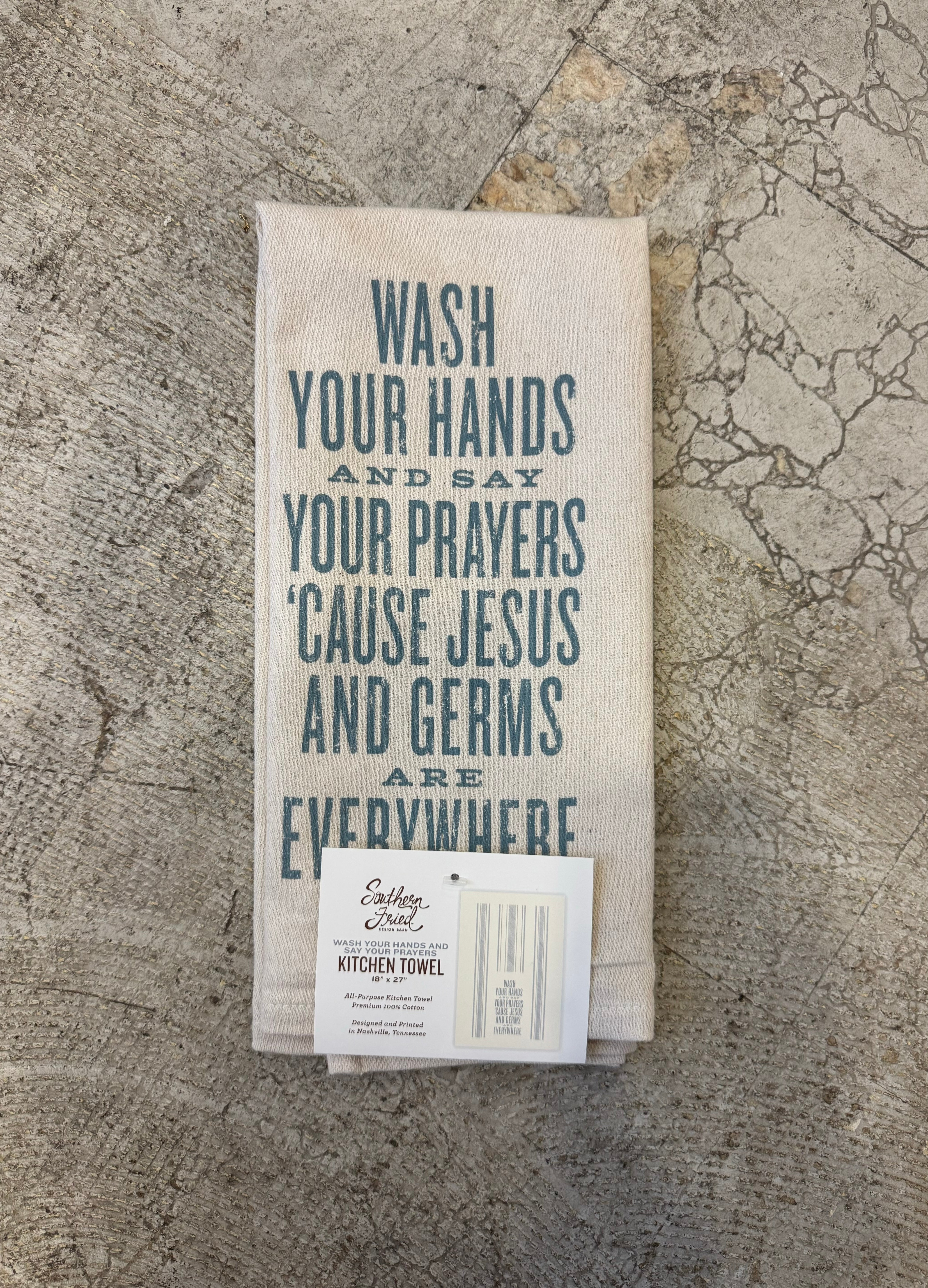 Wash Your Hands and Say Your Prayers Kitchen Towel-Tea Towels-fair-The Silo Boutique, Women's Fashion Boutique Located in Warren and Grand Forks North Dakota
