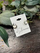 Oval Stone Hinge Hoop Earrings-Earrings-Fame-The Silo Boutique, Women's Fashion Boutique Located in Warren and Grand Forks North Dakota