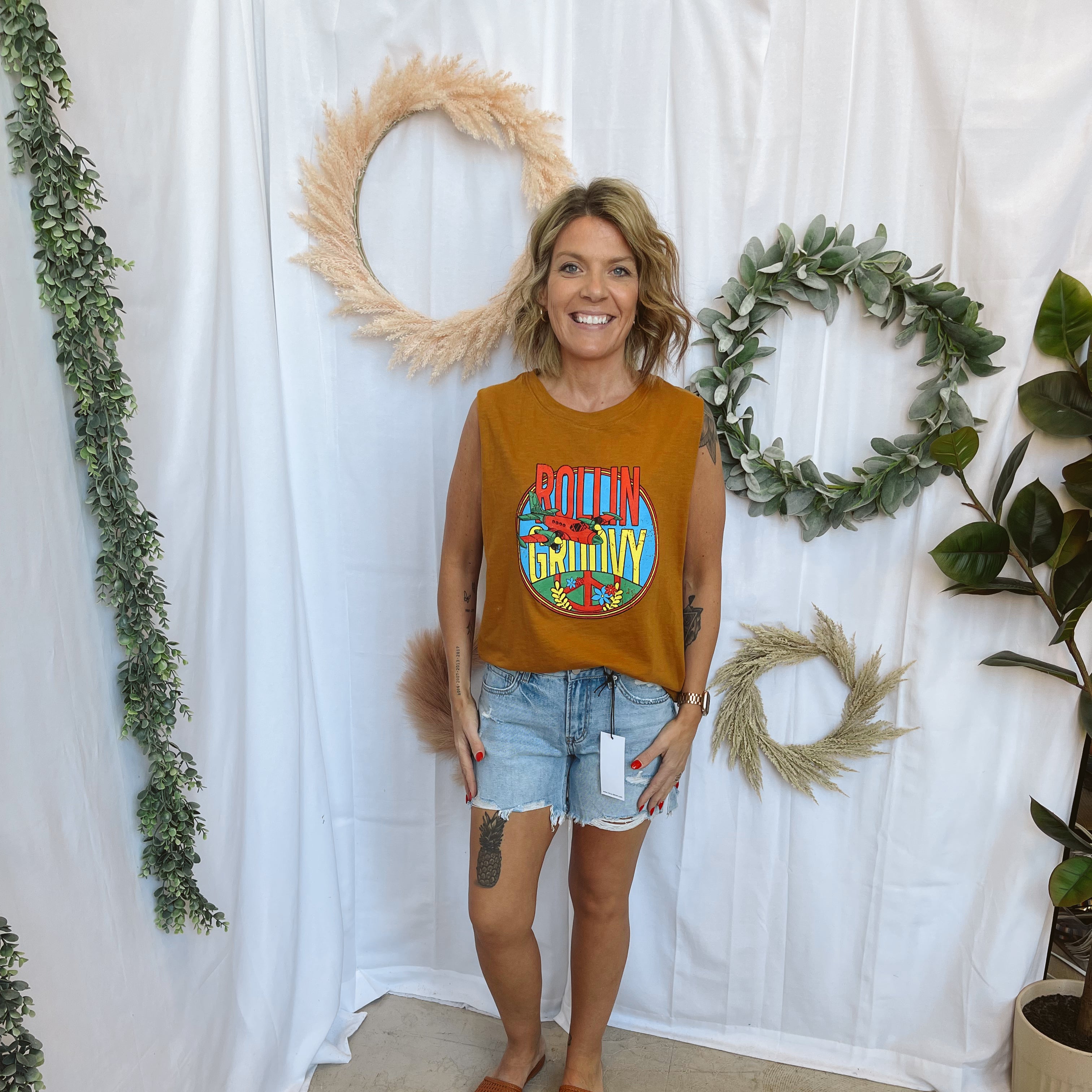 Feeling Groovy Tank-Tank Tops-bucketlist-The Silo Boutique, Women's Fashion Boutique Located in Warren and Grand Forks North Dakota