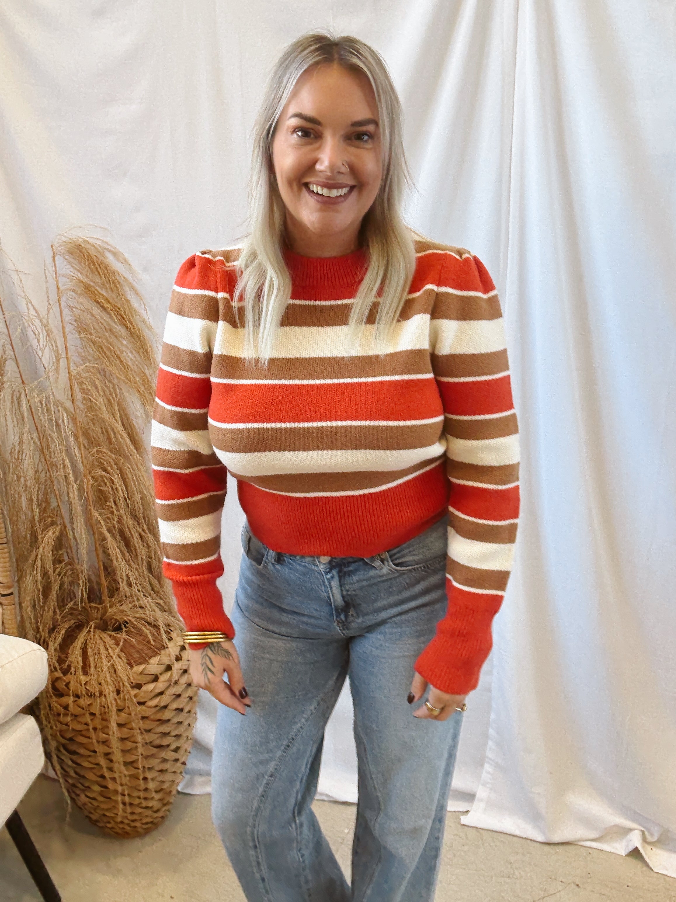 Retro Striped Sweater-Sweaters-Lumiere-The Silo Boutique, Women's Fashion Boutique Located in Warren and Grand Forks North Dakota