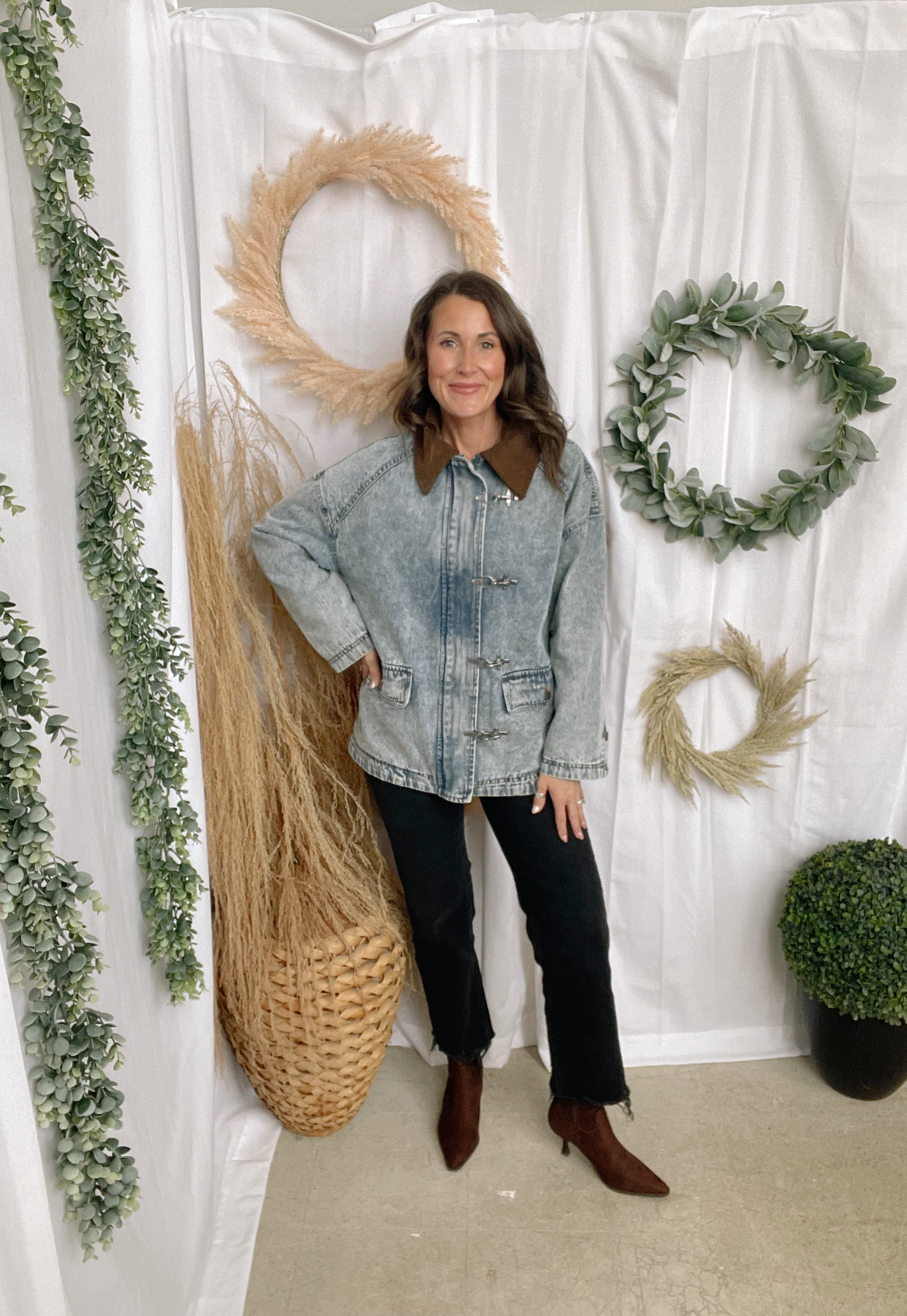 Latch Hook Denim Jacket-Coats & Jackets-blu pepper-The Silo Boutique, Women's Fashion Boutique Located in Warren and Grand Forks North Dakota