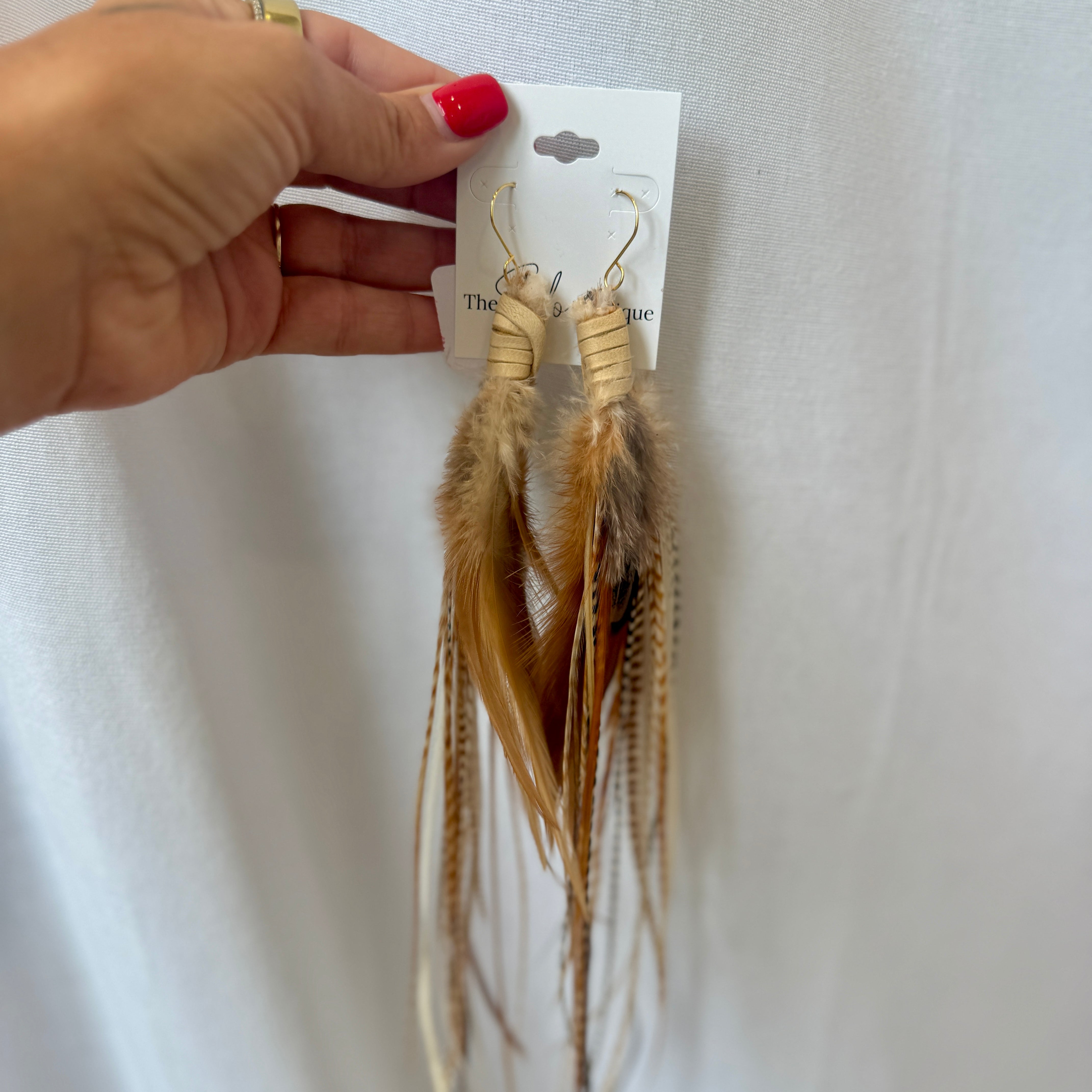 XL Feather Earrings-Earrings-fringe with faith-The Silo Boutique, Women's Fashion Boutique Located in Warren and Grand Forks North Dakota