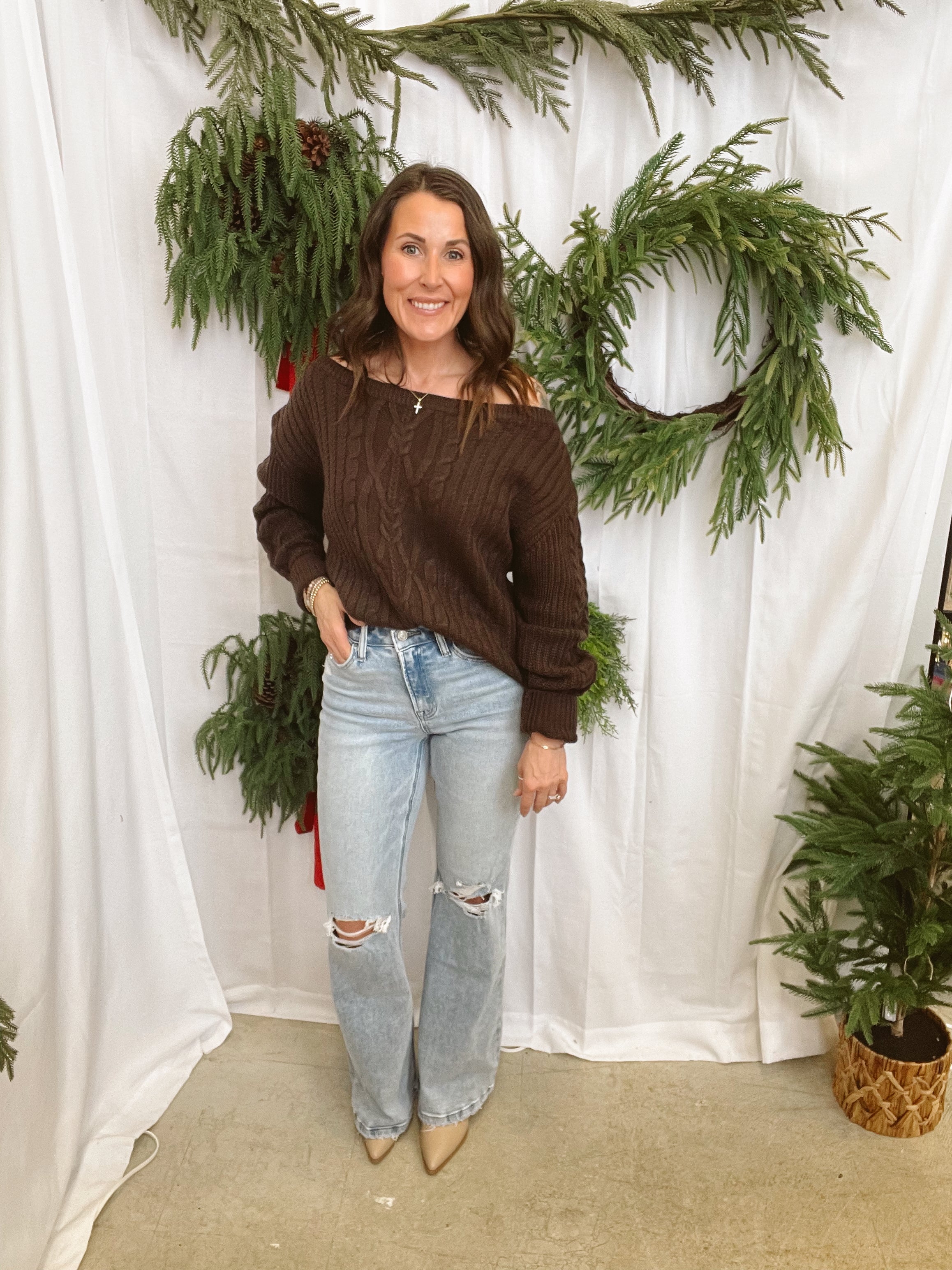 Isara Off the Shoulder Sweater-Sweaters-tictoc-The Silo Boutique, Women's Fashion Boutique Located in Warren and Grand Forks North Dakota