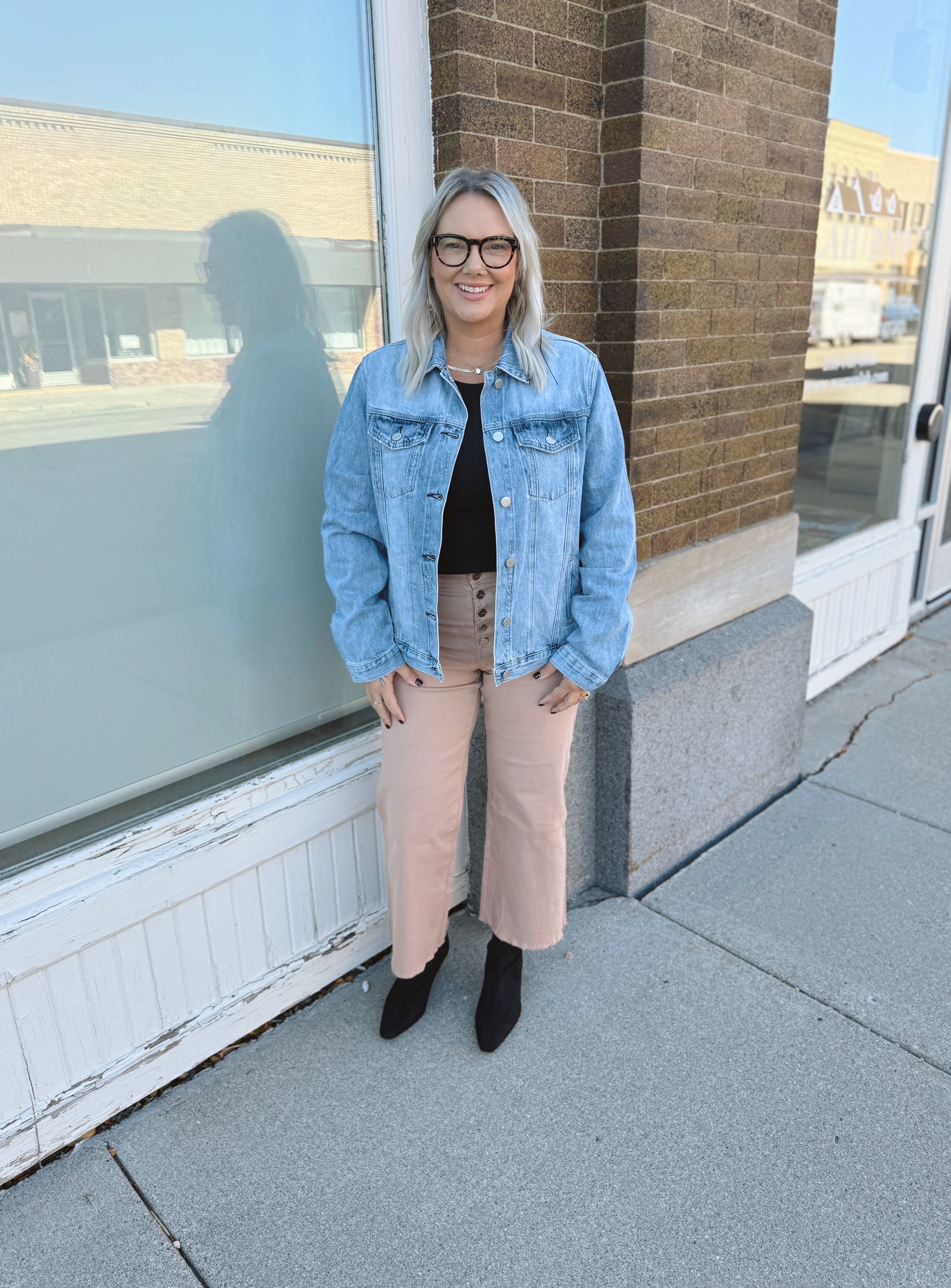 Risen Medium Wash Relaxed Vintage Denim Jacket-Coats & Jackets-risen-The Silo Boutique, Women's Fashion Boutique Located in Warren and Grand Forks North Dakota