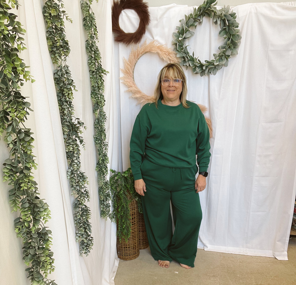 Maggie Scuba Set-Hunter Green-Outfit Sets-Zenana-The Silo Boutique, Women's Fashion Boutique Located in Warren and Grand Forks North Dakota