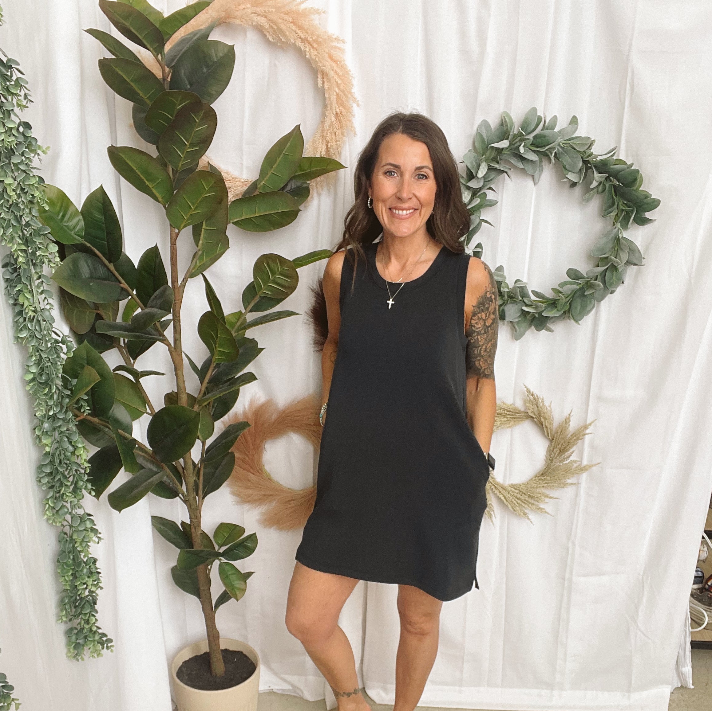 Mono B Laguna Scuba Shift Dress-Black-Dresses-mono b-The Silo Boutique, Women's Fashion Boutique Located in Warren and Grand Forks North Dakota