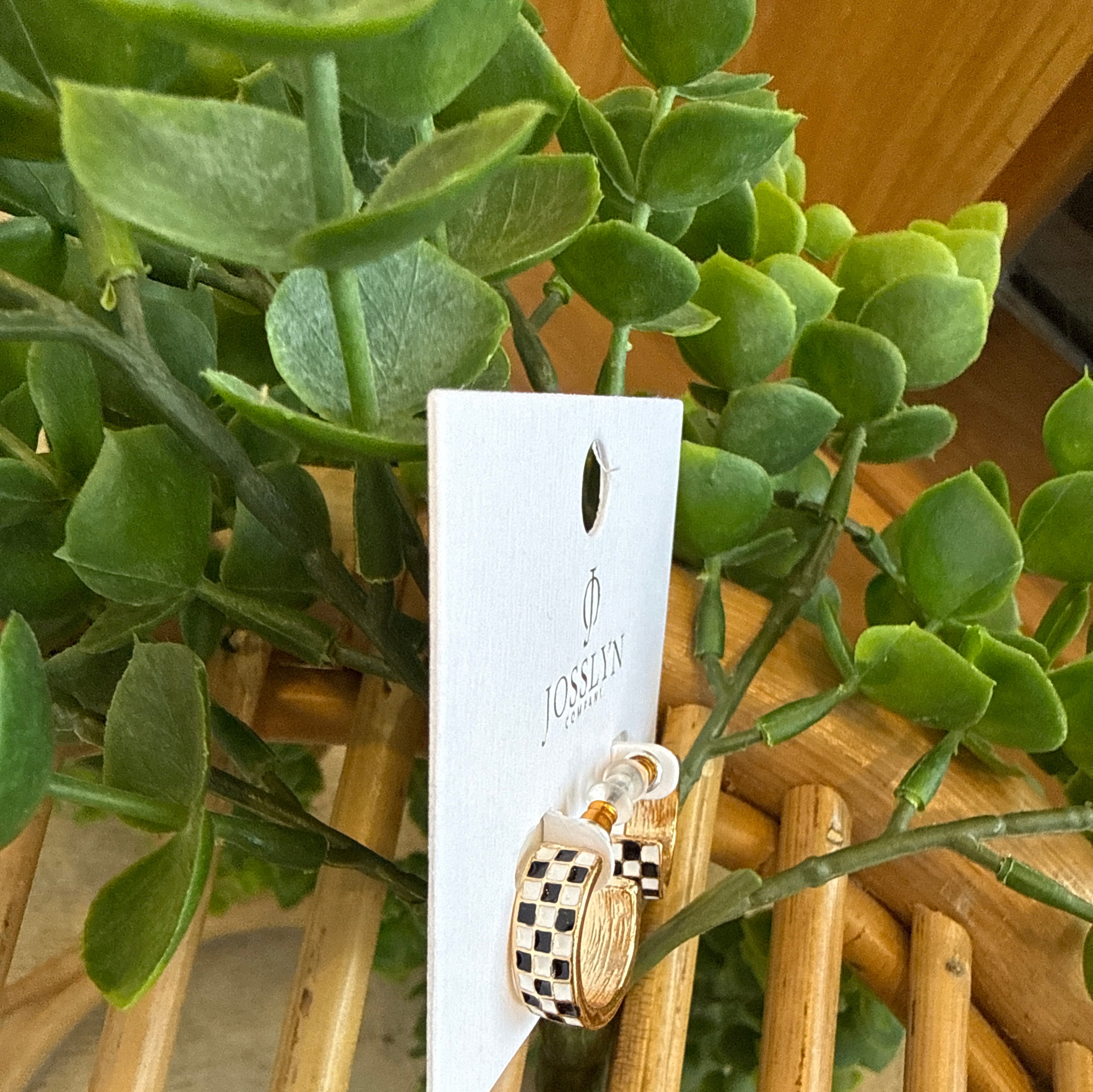 Joss Checker Hoop Earrings-Earrings-joss-The Silo Boutique, Women's Fashion Boutique Located in Warren and Grand Forks North Dakota