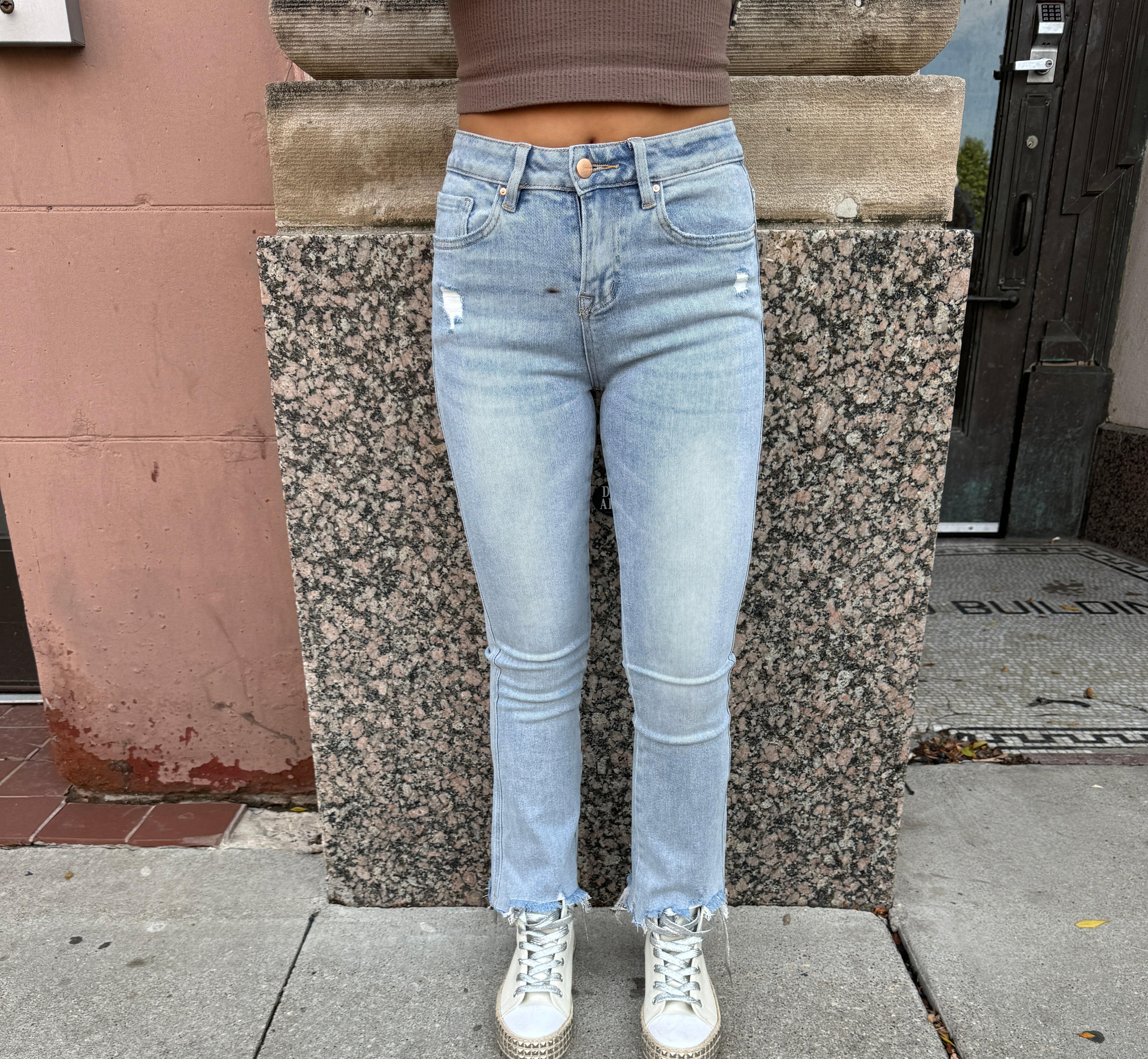Mica Dodgers Blue Crop Jeans-Final Sale-Jeans-mica-The Silo Boutique, Women's Fashion Boutique Located in Warren and Grand Forks North Dakota