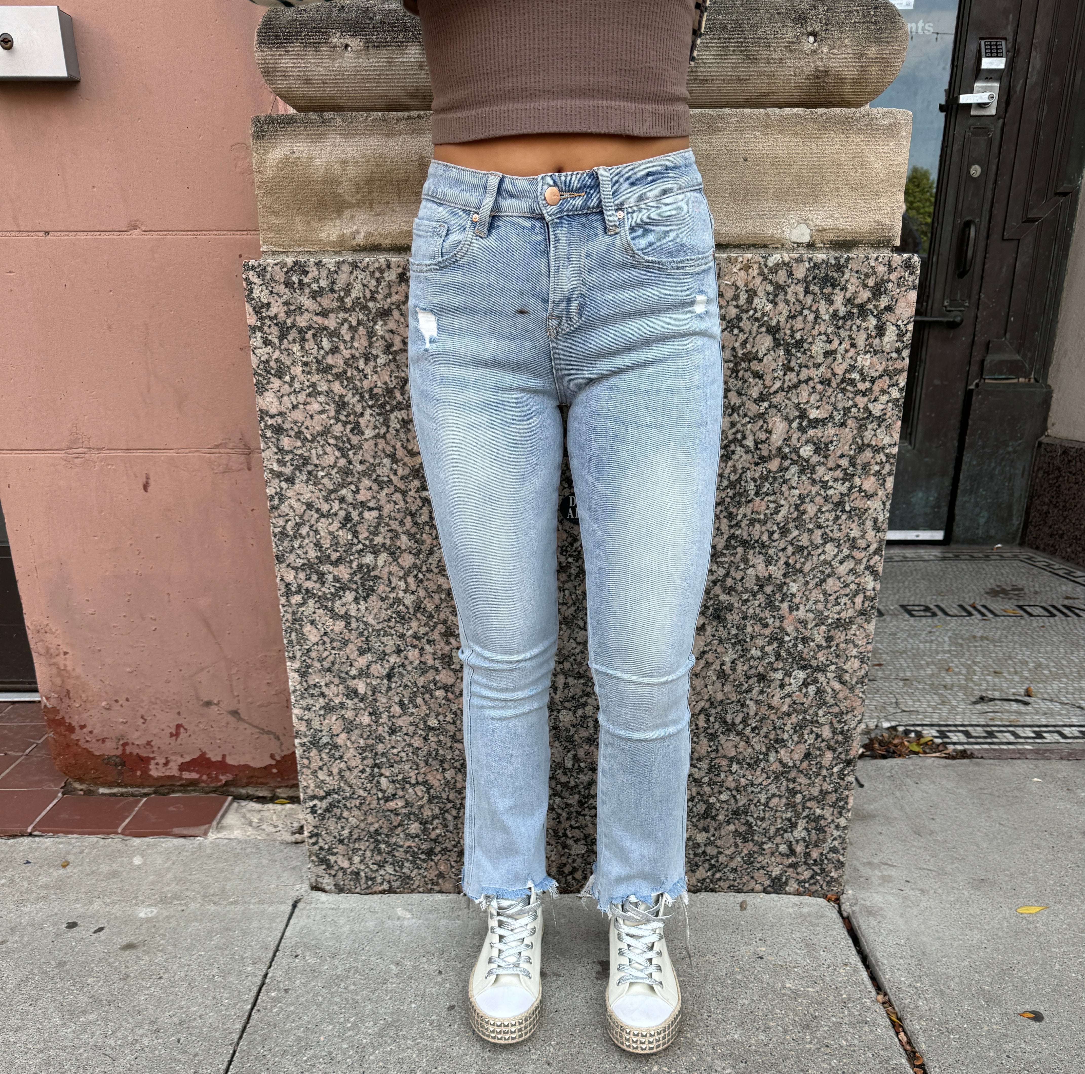 Mica Dodgers Blue Crop Jeans-Final Sale-Jeans-mica-The Silo Boutique, Women's Fashion Boutique Located in Warren and Grand Forks North Dakota