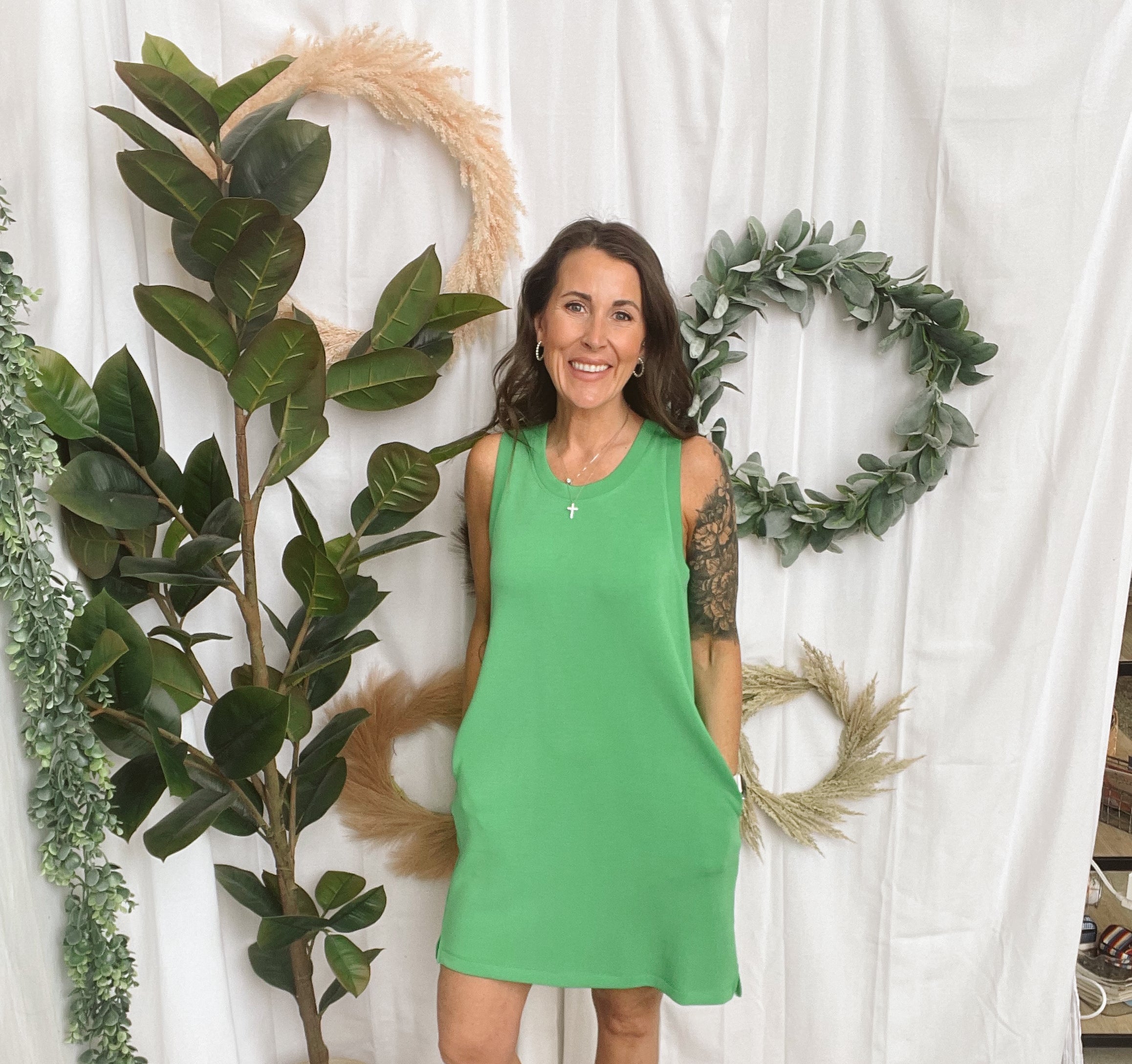 Mono B Laguna Scuba Shift Dress-Green-Dresses-mono b-The Silo Boutique, Women's Fashion Boutique Located in Warren and Grand Forks North Dakota