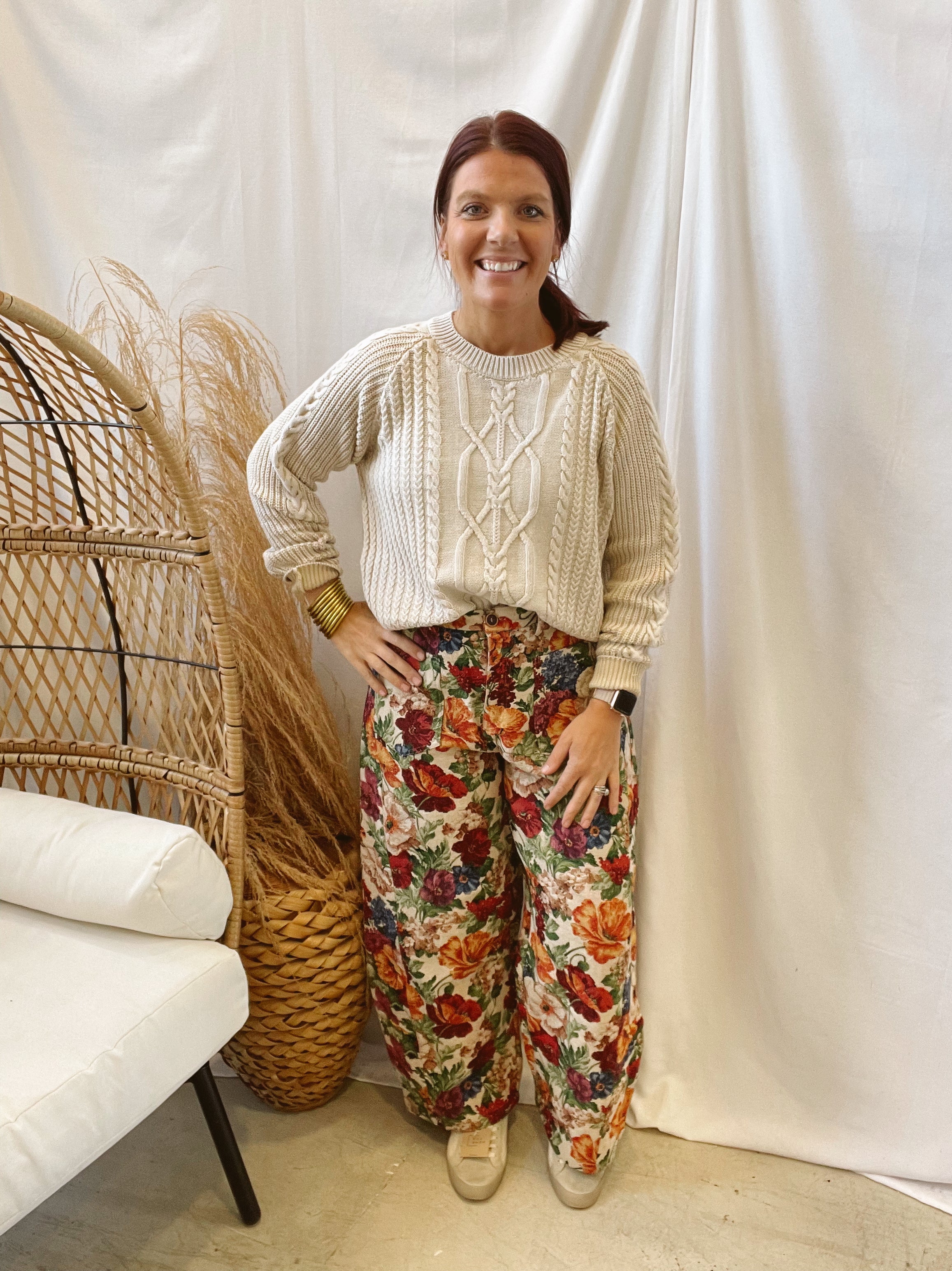 Missy Cable Sweater-Oatmeal-Sweaters-mystree-The Silo Boutique, Women's Fashion Boutique Located in Warren and Grand Forks North Dakota