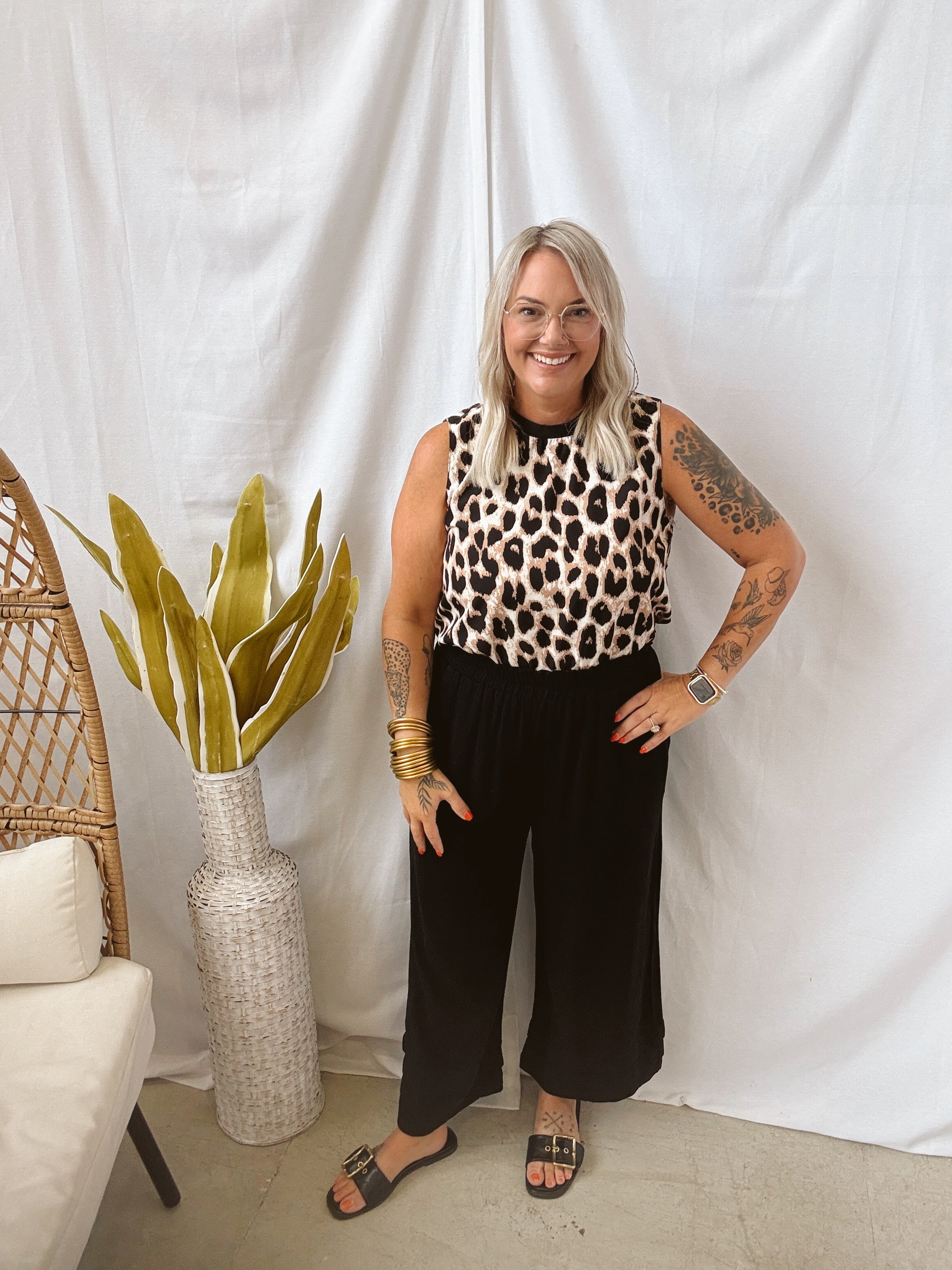 Leopard Print Tank Top-Tank Tops-staccato-The Silo Boutique, Women's Fashion Boutique Located in Warren and Grand Forks North Dakota