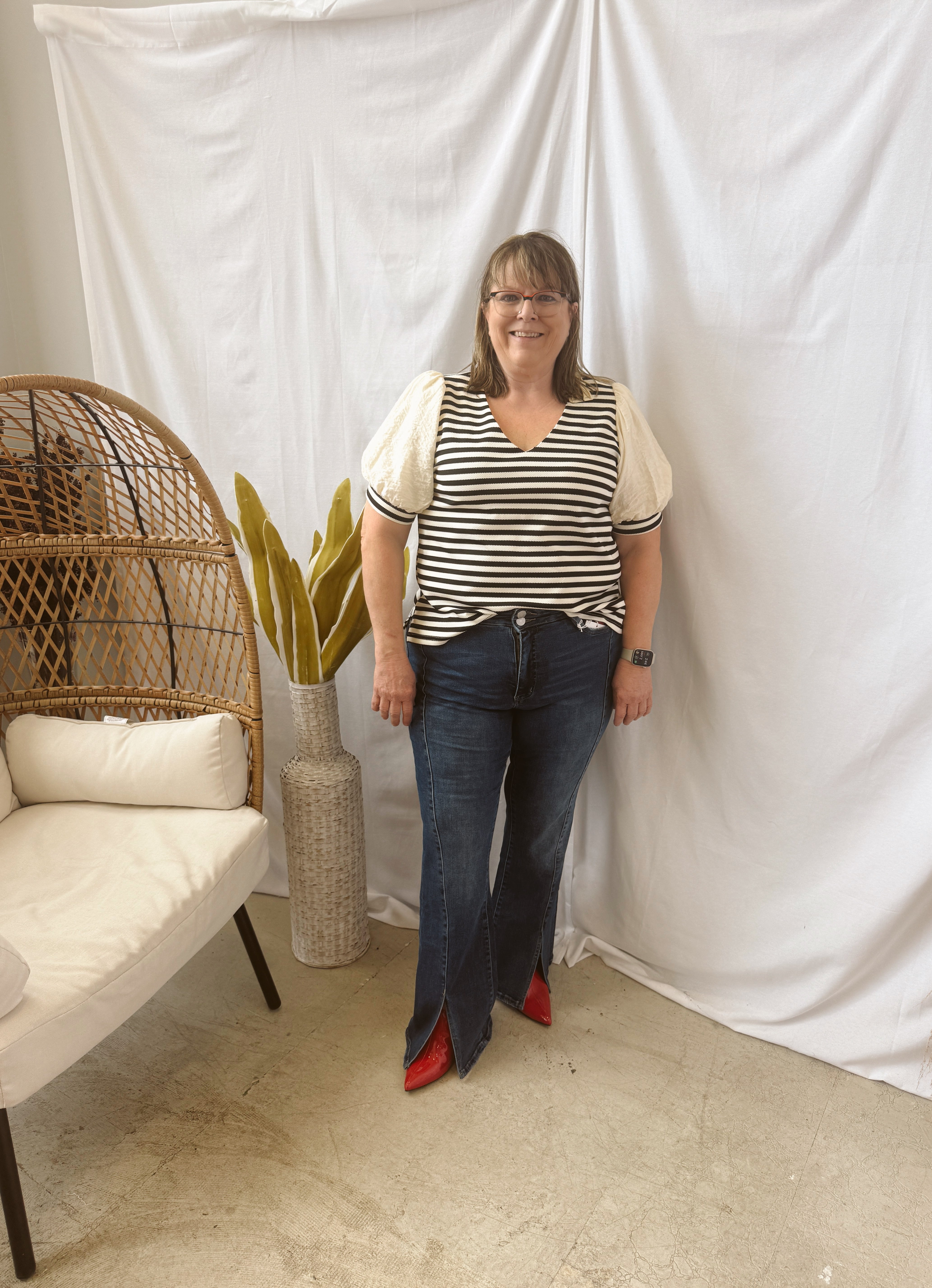 Lovervet Shimmeringly Flare Slit Jeans-Jeans-lovervet-The Silo Boutique, Women's Fashion Boutique Located in Warren and Grand Forks North Dakota