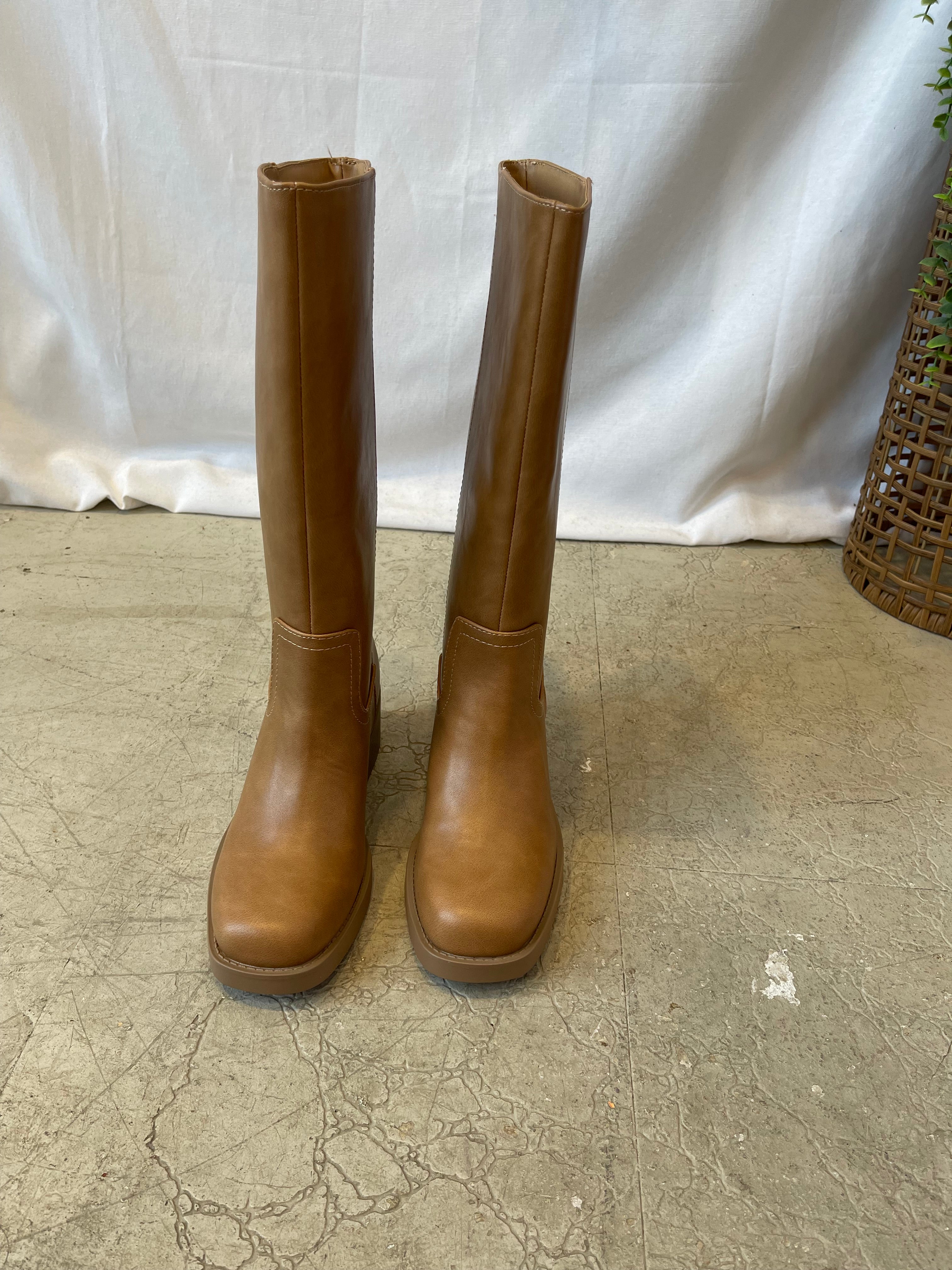 Soda Belvin Boot-Tan-Sandals-soda-The Silo Boutique, Women's Fashion Boutique Located in Warren and Grand Forks North Dakota