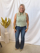 Lace Sheer Tank Top-Sage-Tank Tops-Umgee-The Silo Boutique, Women's Fashion Boutique Located in Warren and Grand Forks North Dakota