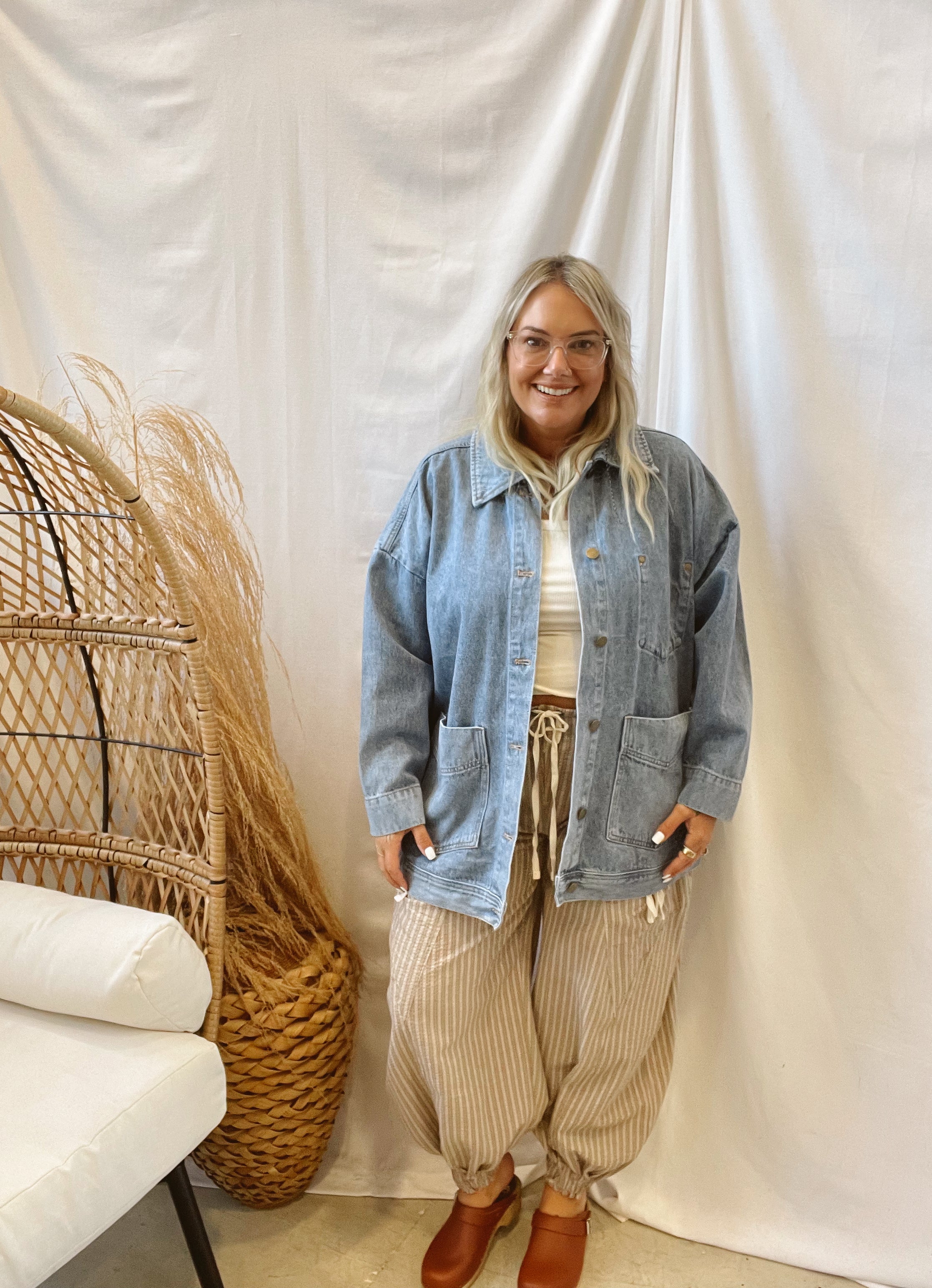 Blue Denim Boxy Cut Jacket-Coats & Jackets-mono b-The Silo Boutique, Women's Fashion Boutique Located in Warren and Grand Forks North Dakota