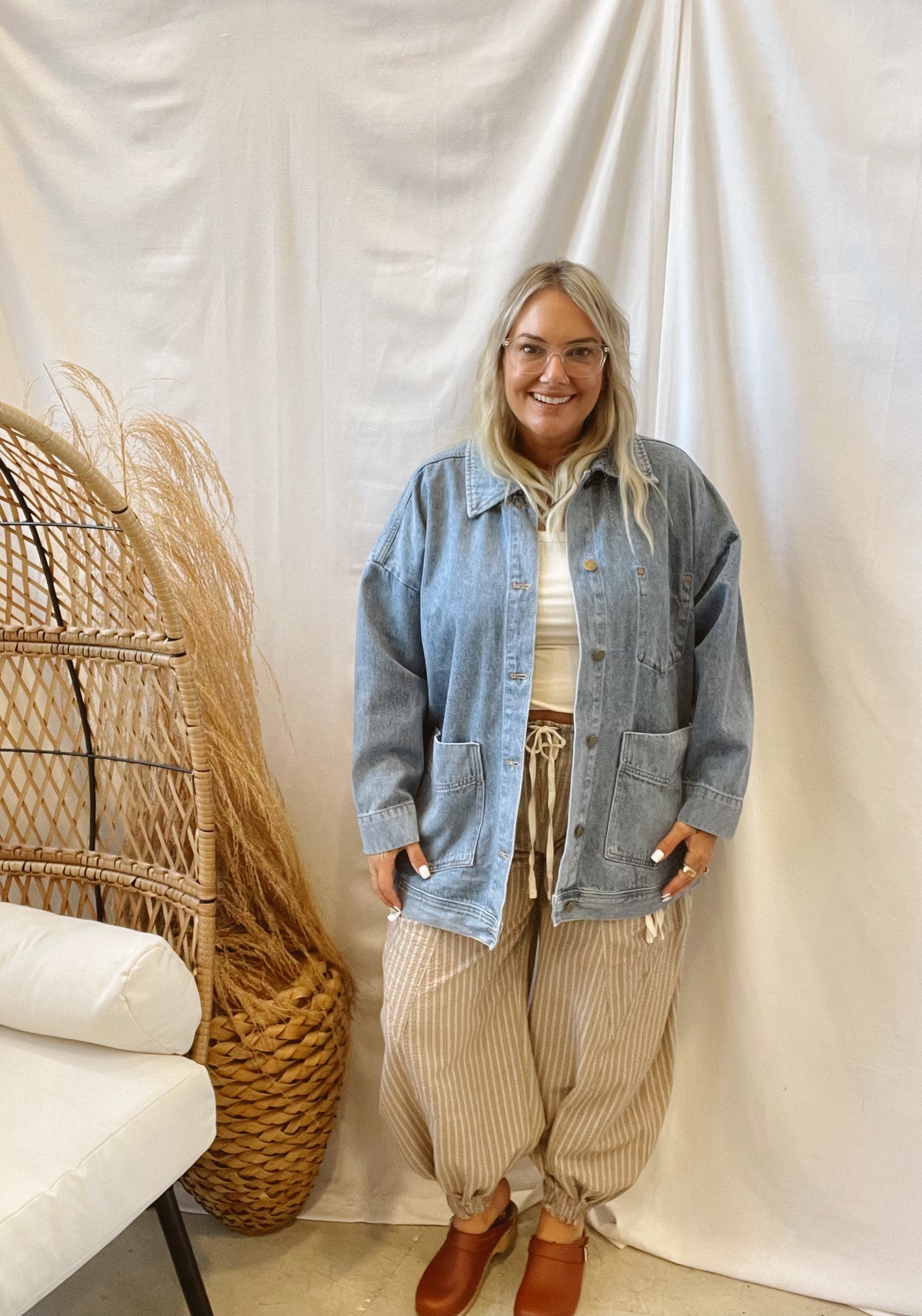 Blue Denim Boxy Cut Jacket-Coats & Jackets-mono b-The Silo Boutique, Women's Fashion Boutique Located in Warren and Grand Forks North Dakota