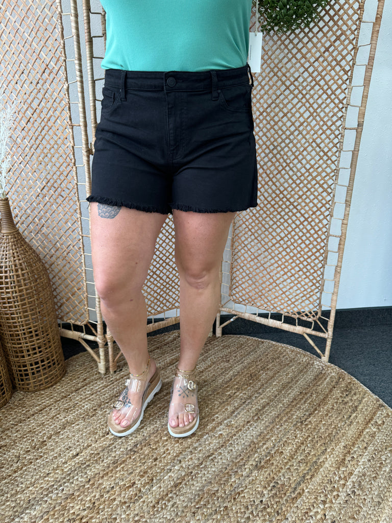 Kut From The Kloth Black Fray Jane Shorts-Shorts-Kut-The Silo Boutique, Women's Fashion Boutique Located in Warren and Grand Forks North Dakota